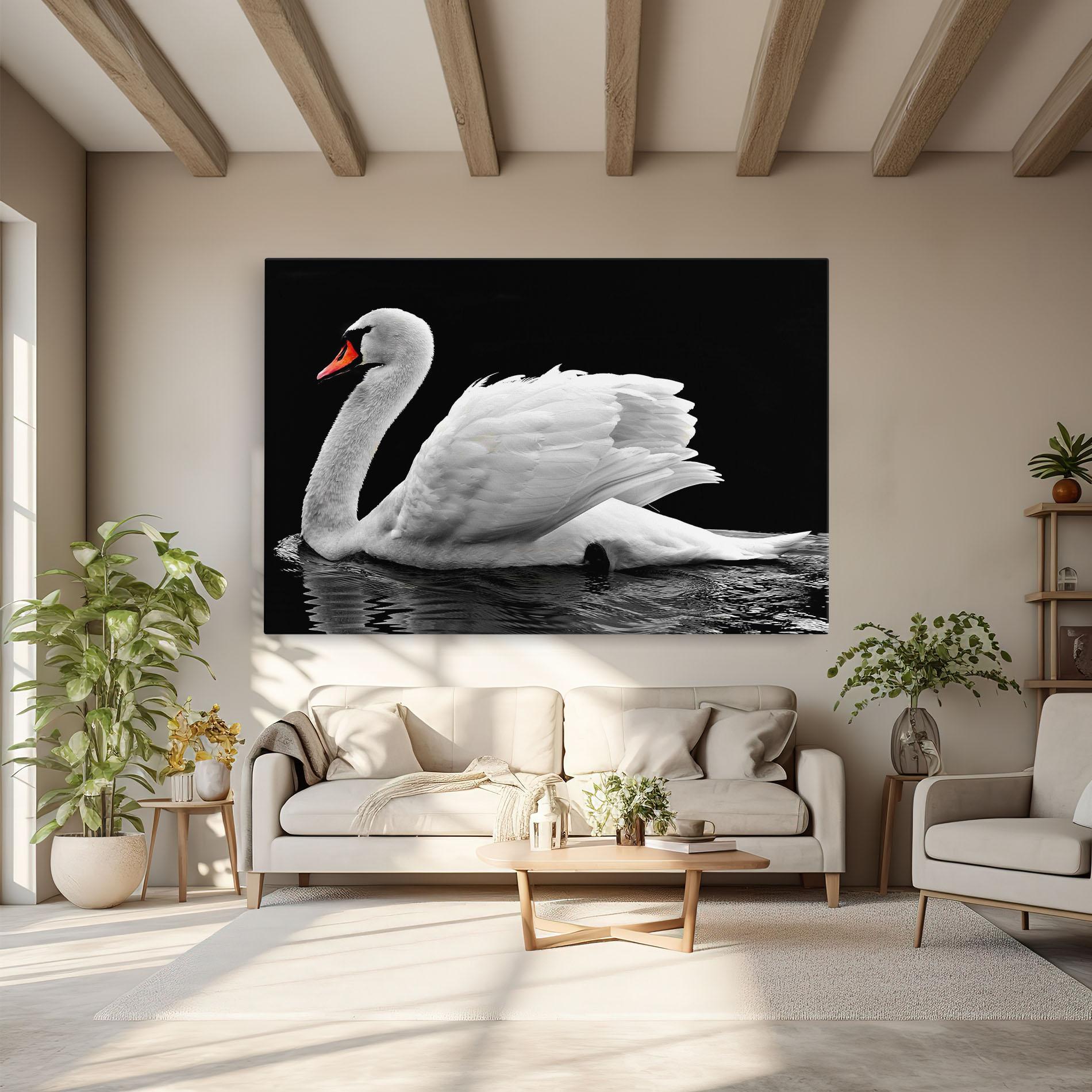 Vászonkép Black And White Swan mockup 6