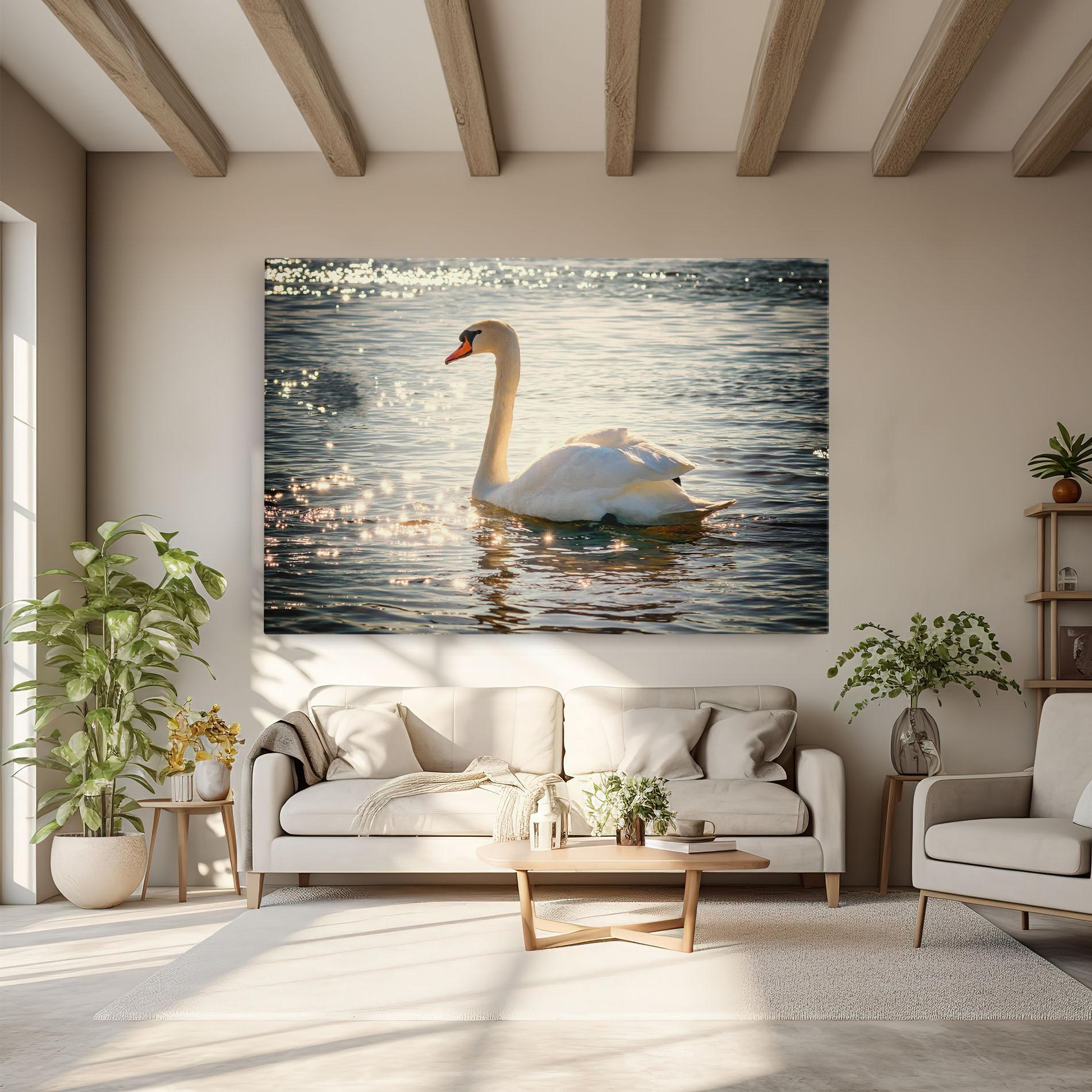 Vászonkép Swan On Lake mockup 6