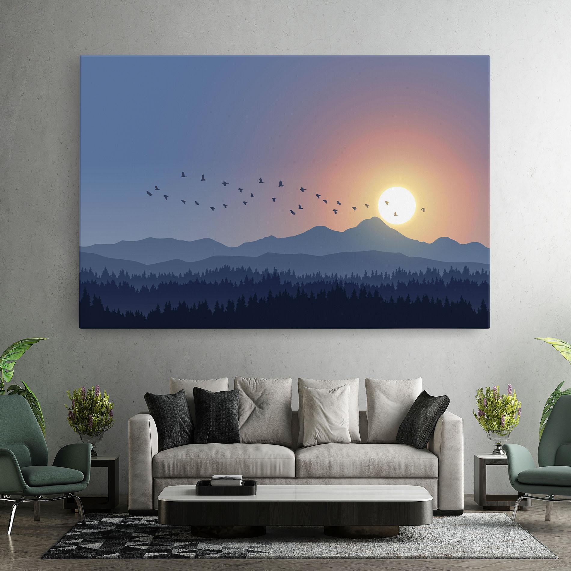 Vászonkép Sunset Birds View mockup 7