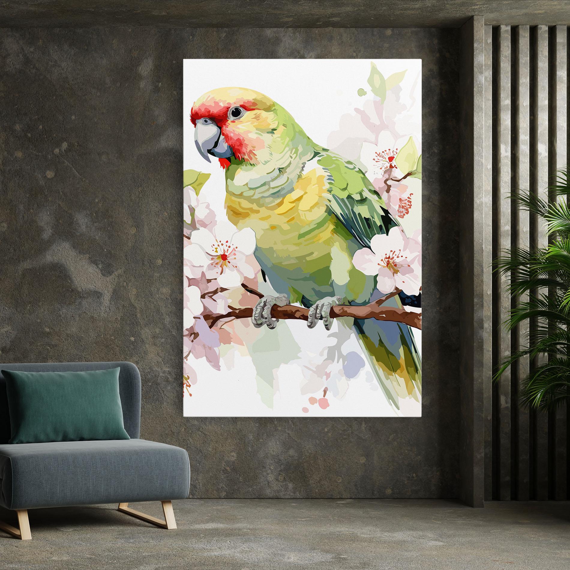 Vászonkép Cute Green Parrot mockup 7