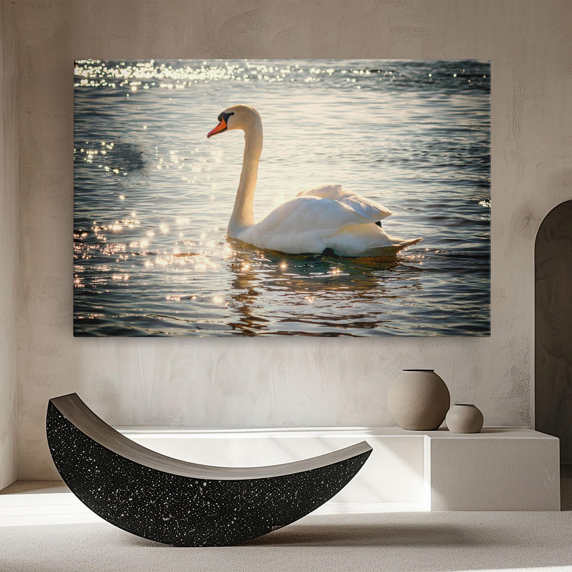 Vászonkép Swan On Lake mockup 8