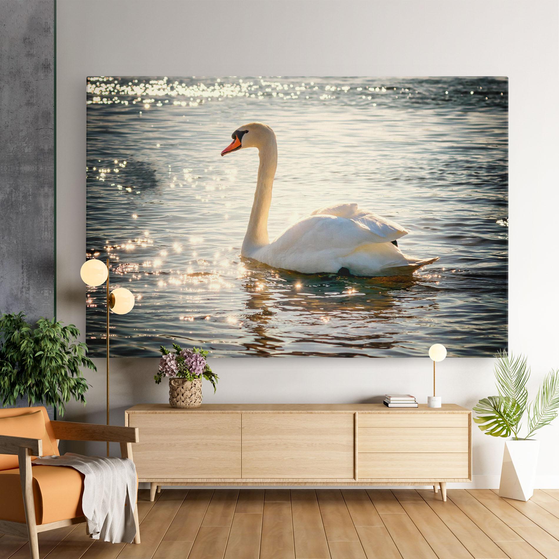 Vászonkép Swan On Lake mockup 9