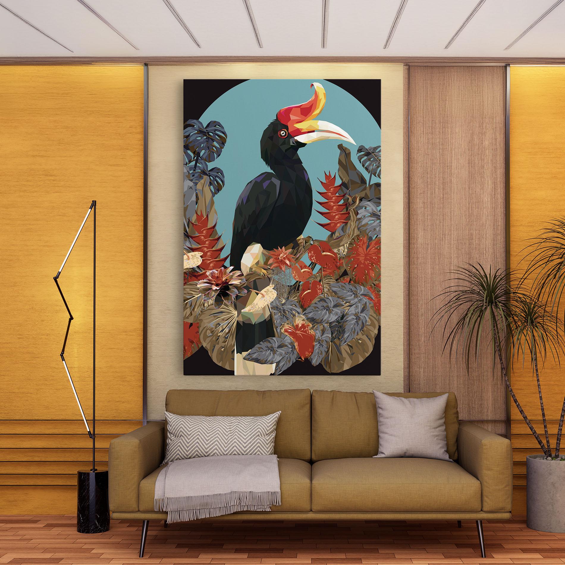 Vászonkép Black Interesting Bird mockup 9