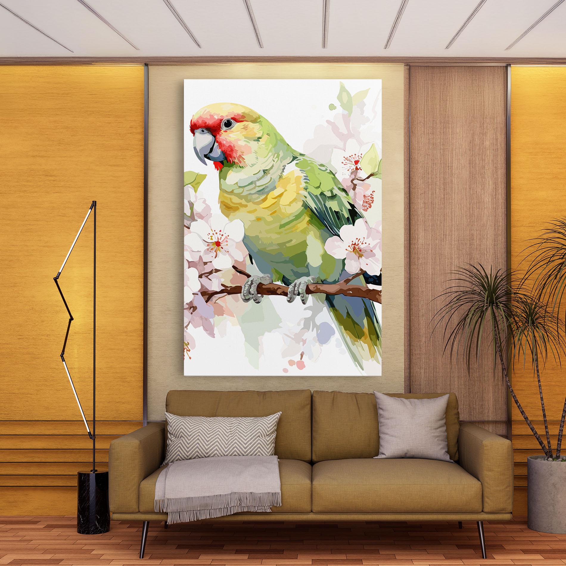 Vászonkép Cute Green Parrot mockup 9