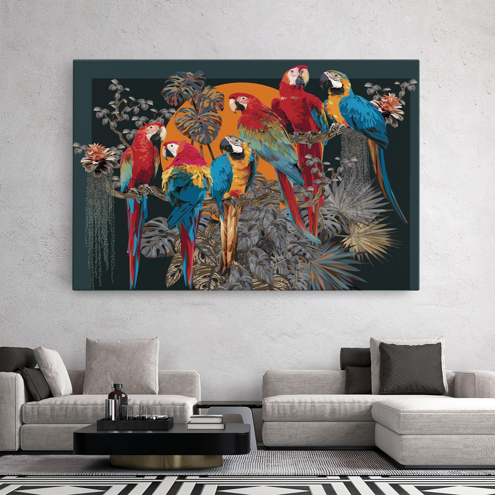 Vászonkép Family Parrot mockup 2