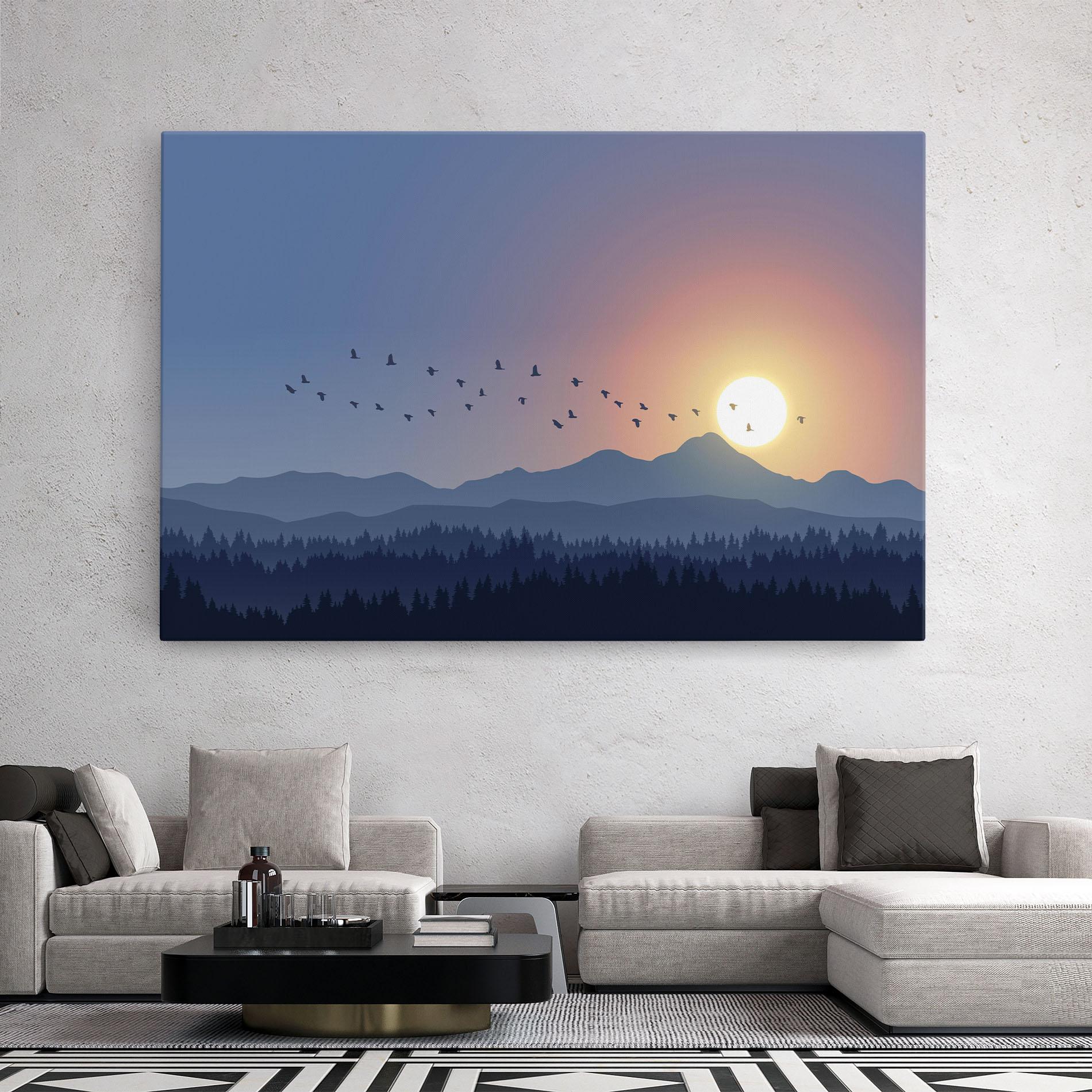 Vászonkép Sunset Birds View mockup 2
