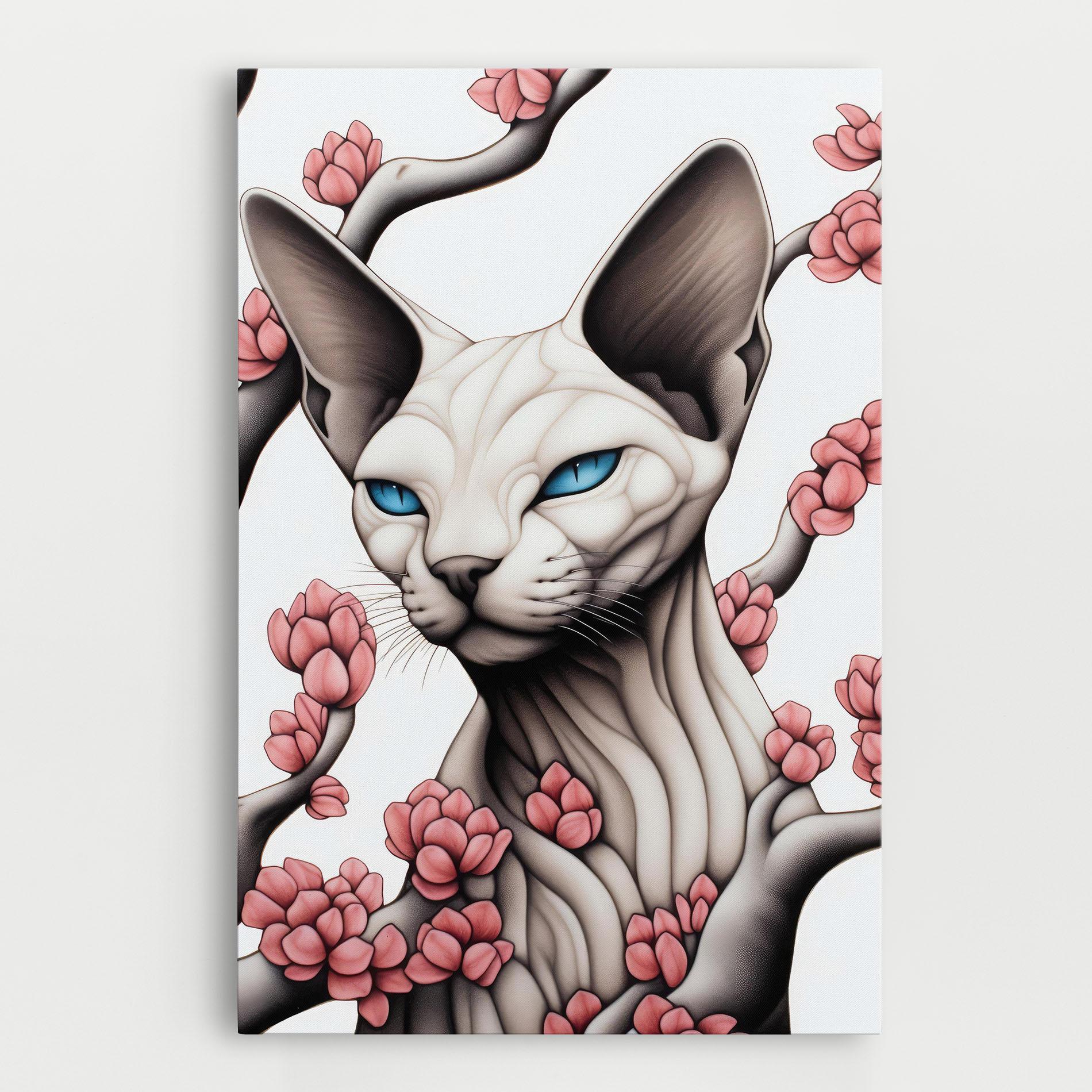 Vászonkép Blue Eyes Cat Drawing mockup 0