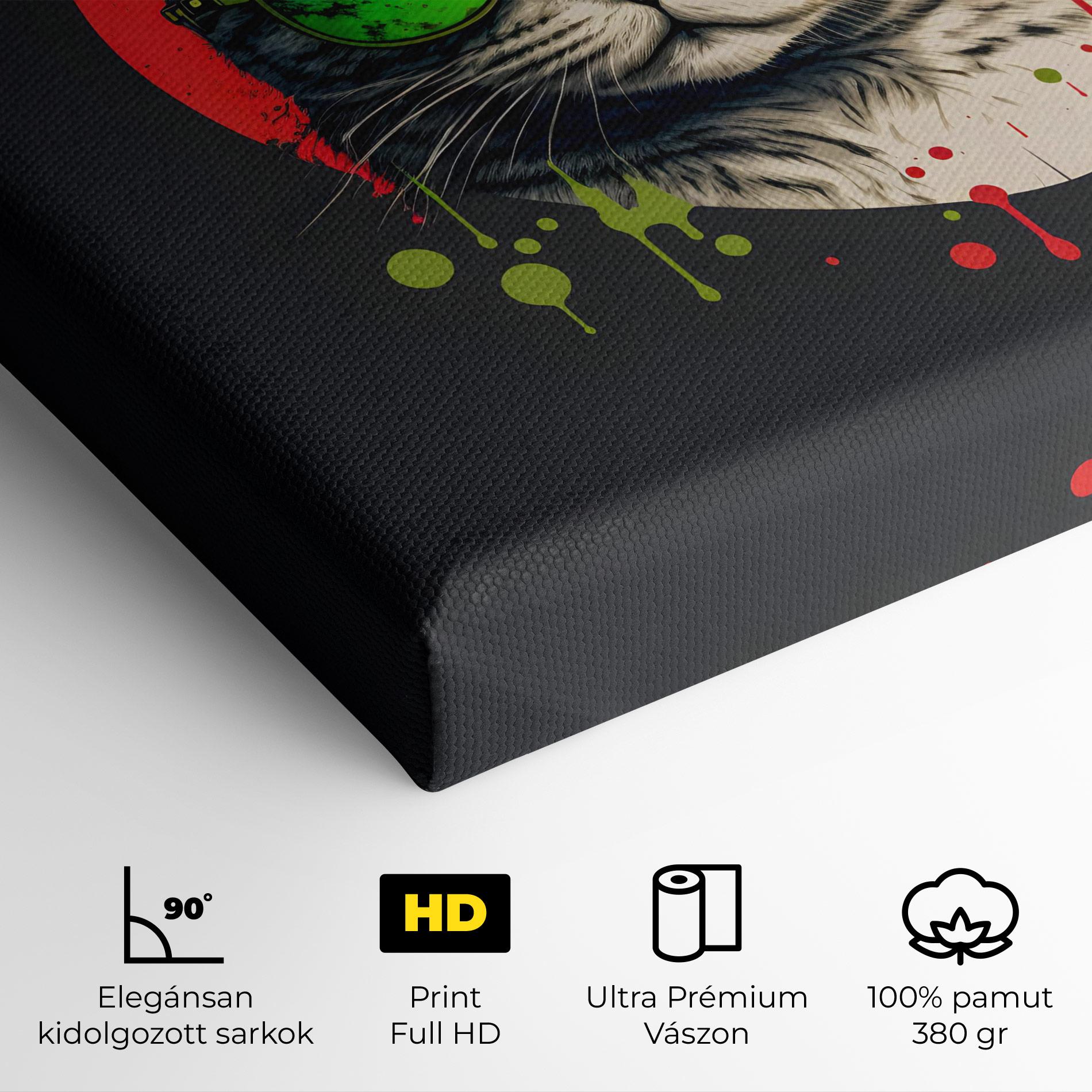 Vászonkép Green Red Glasses Cat mockup 4