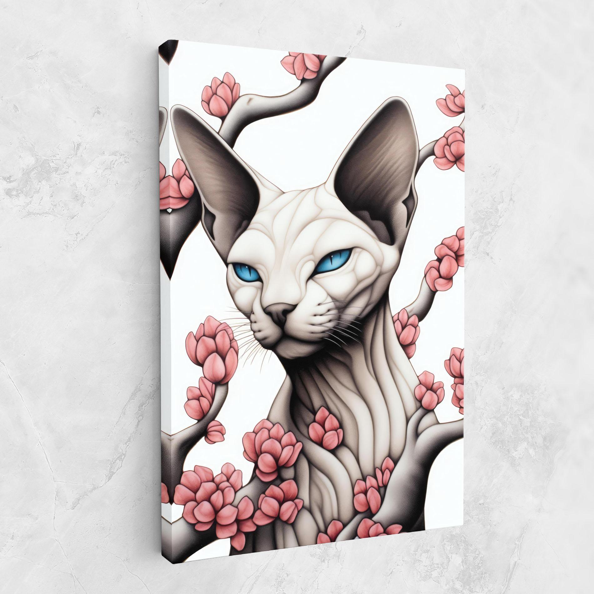Vászonkép Blue Eyes Cat Drawing mockup 1