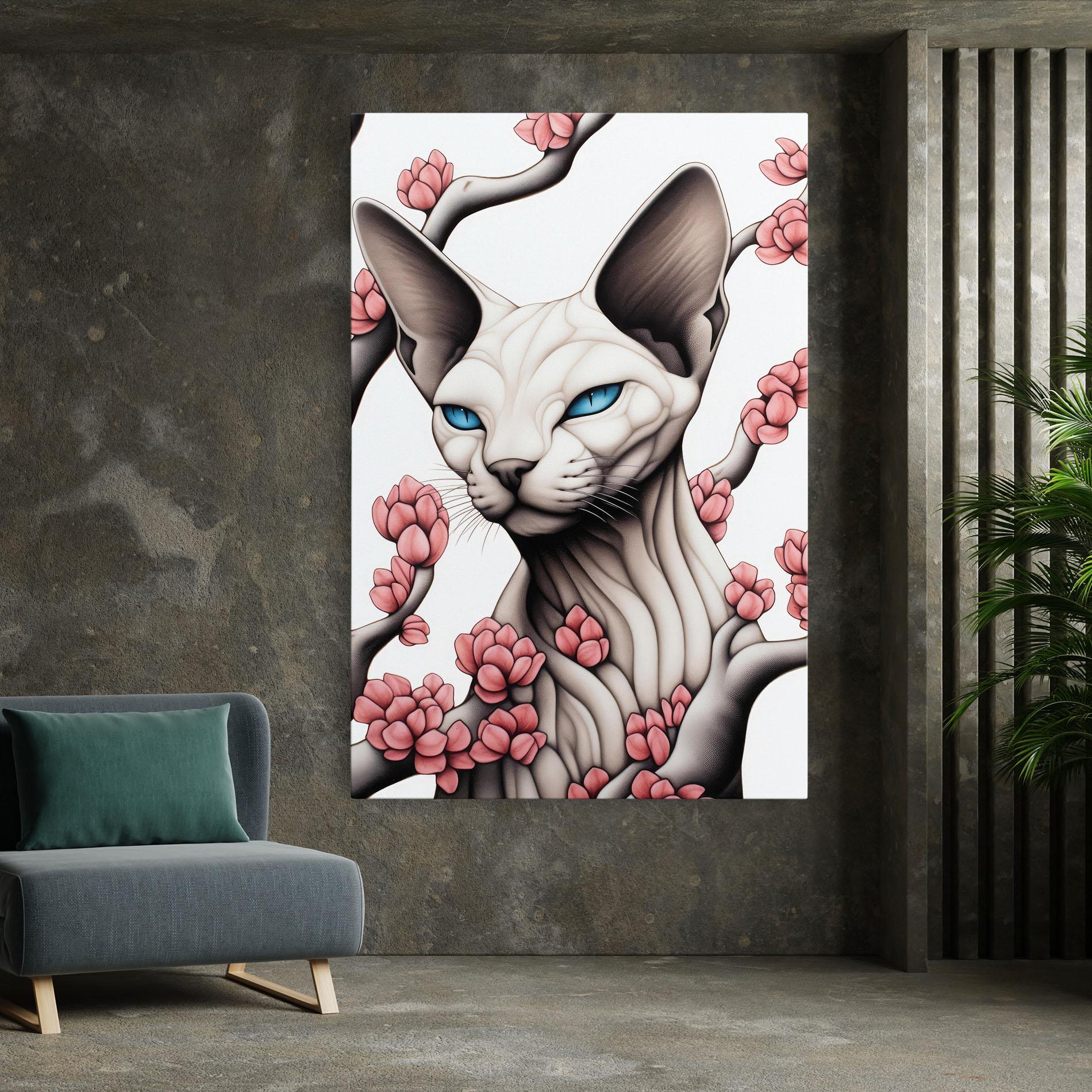 Vászonkép Blue Eyes Cat Drawing mockup 7
