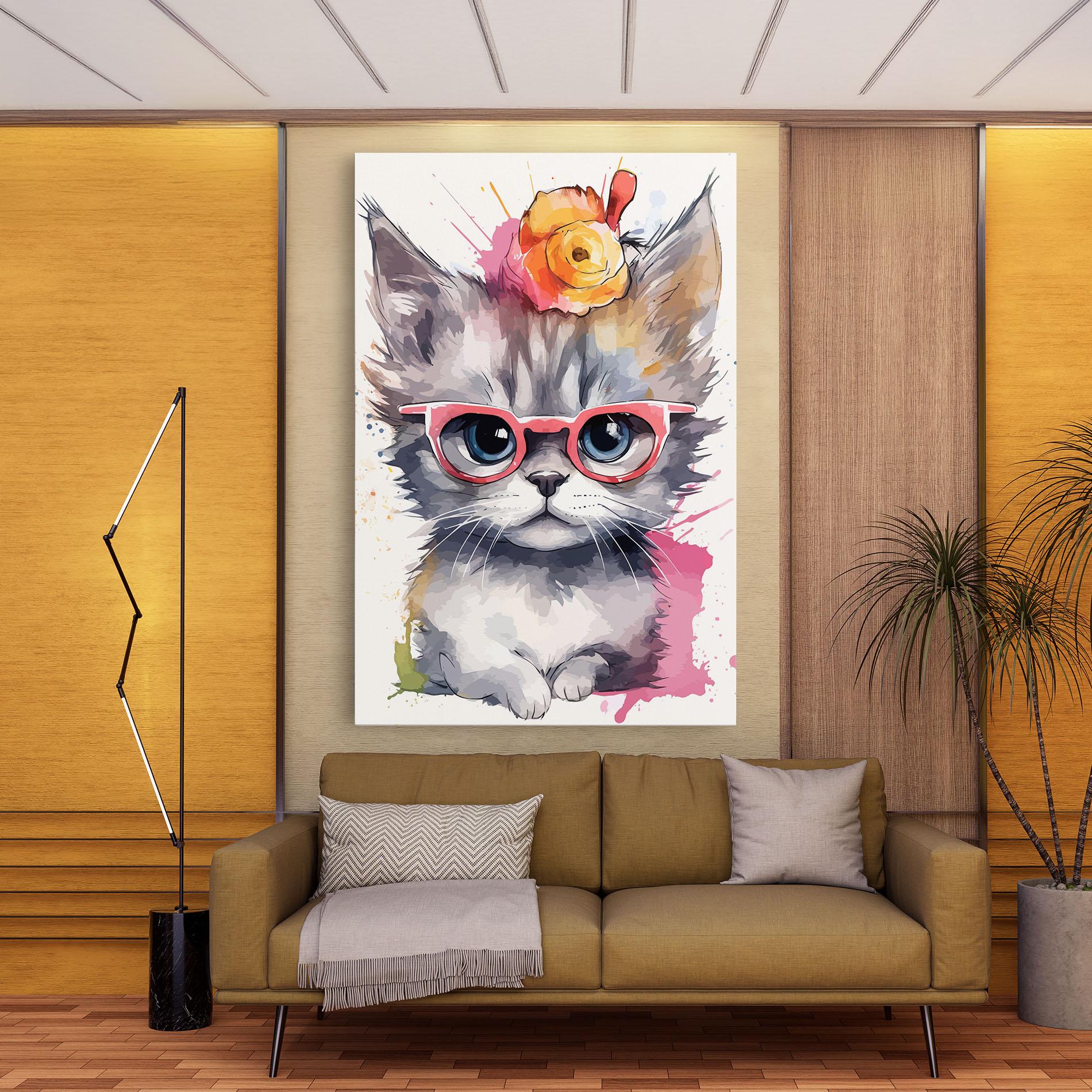 Vászonkép Adorable Grey Cat mockup 9