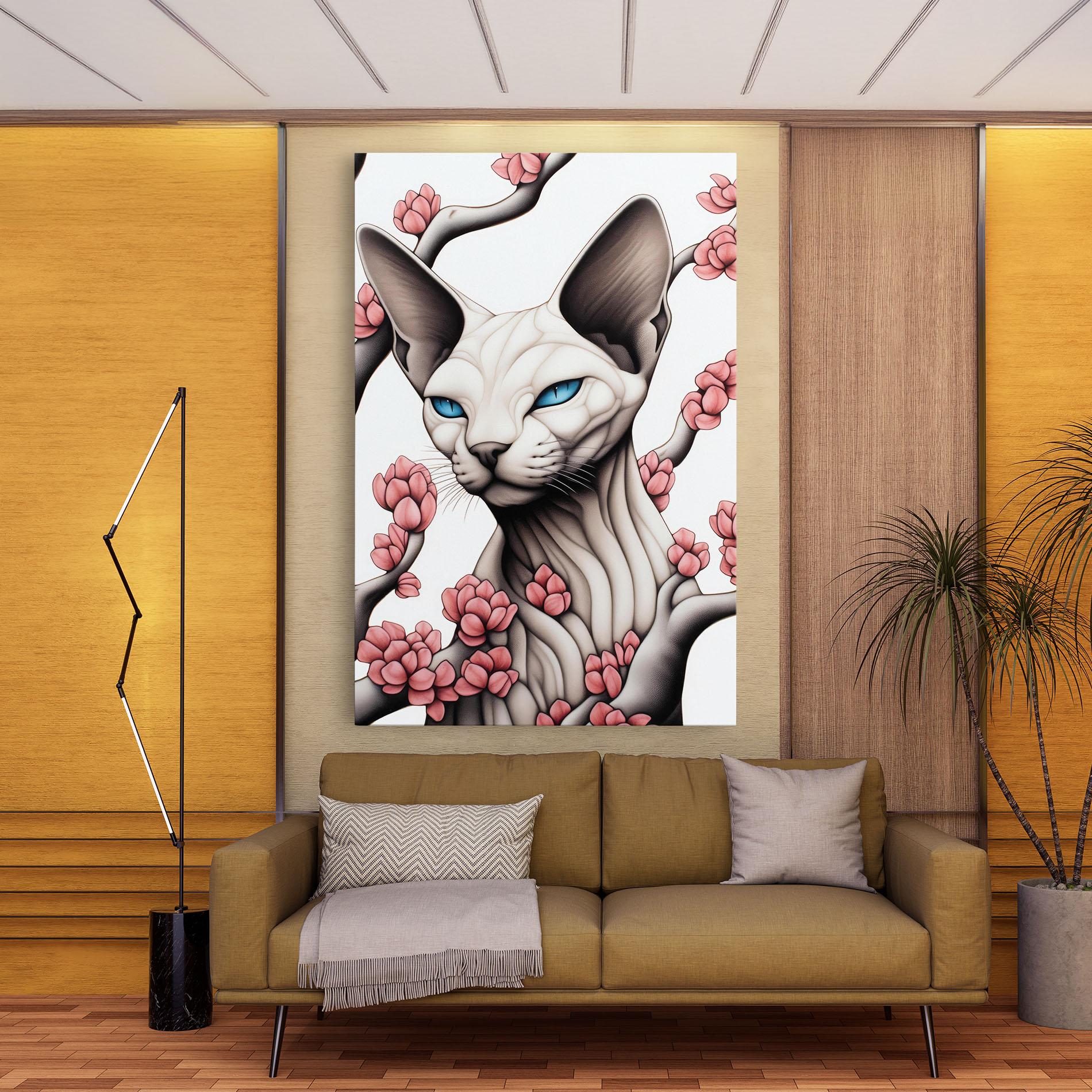 Vászonkép Blue Eyes Cat Drawing mockup 9