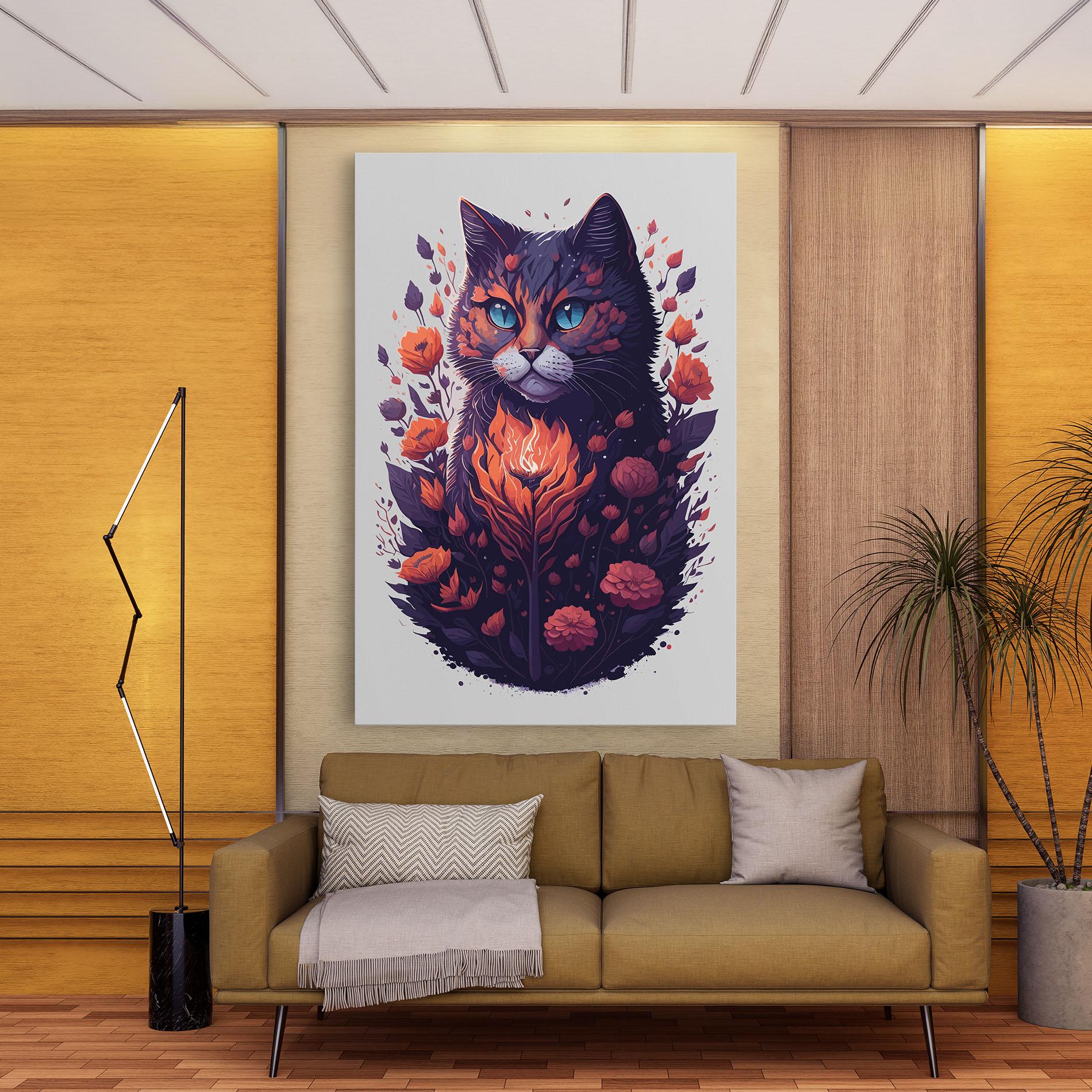 Vászonkép Fire Cat mockup 9