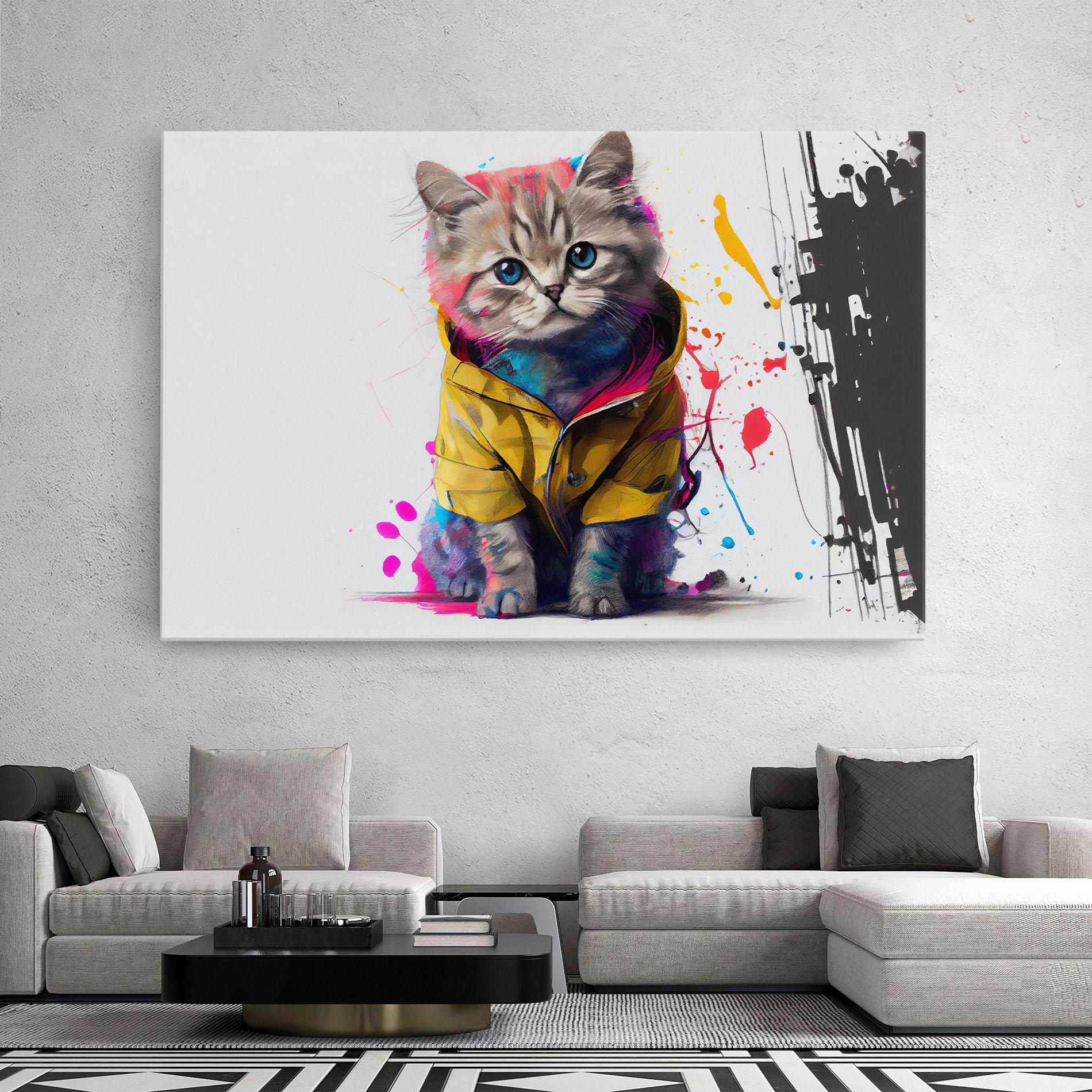 Vászonkép Fluffy Kitten With Clothes mockup 2