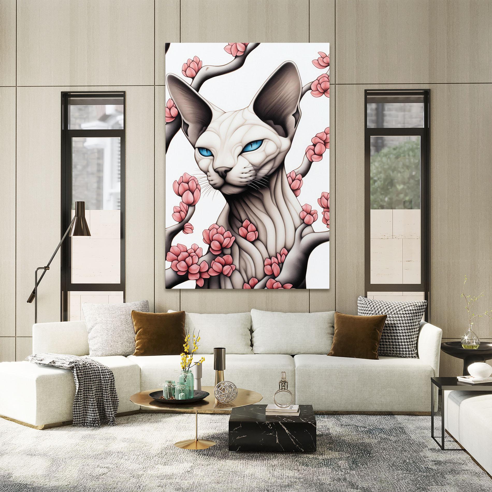 Vászonkép Blue Eyes Cat Drawing mockup 2