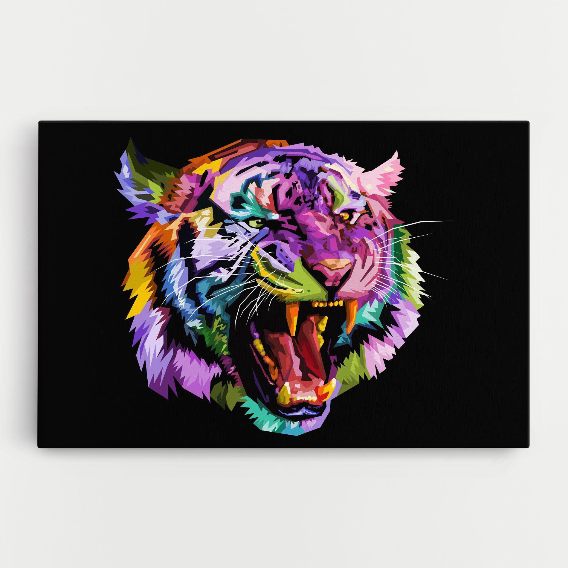Vászonkép Tiger On Black mockup 0