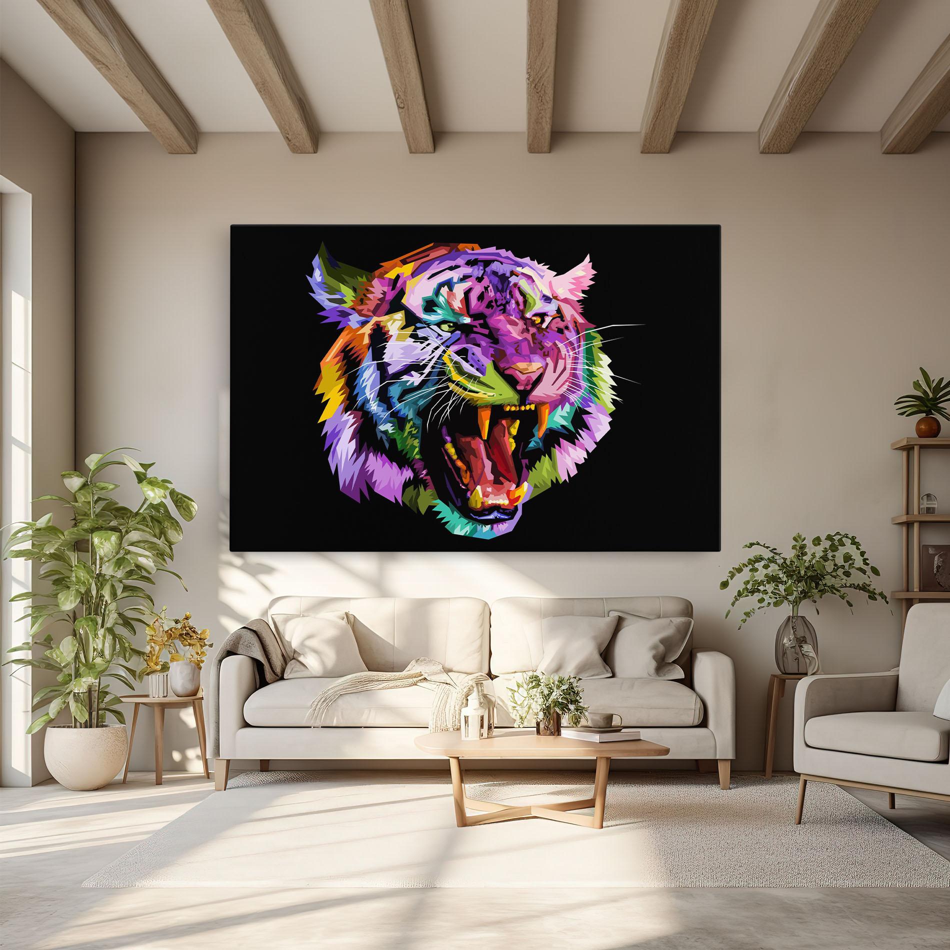 Vászonkép Tiger On Black mockup 6