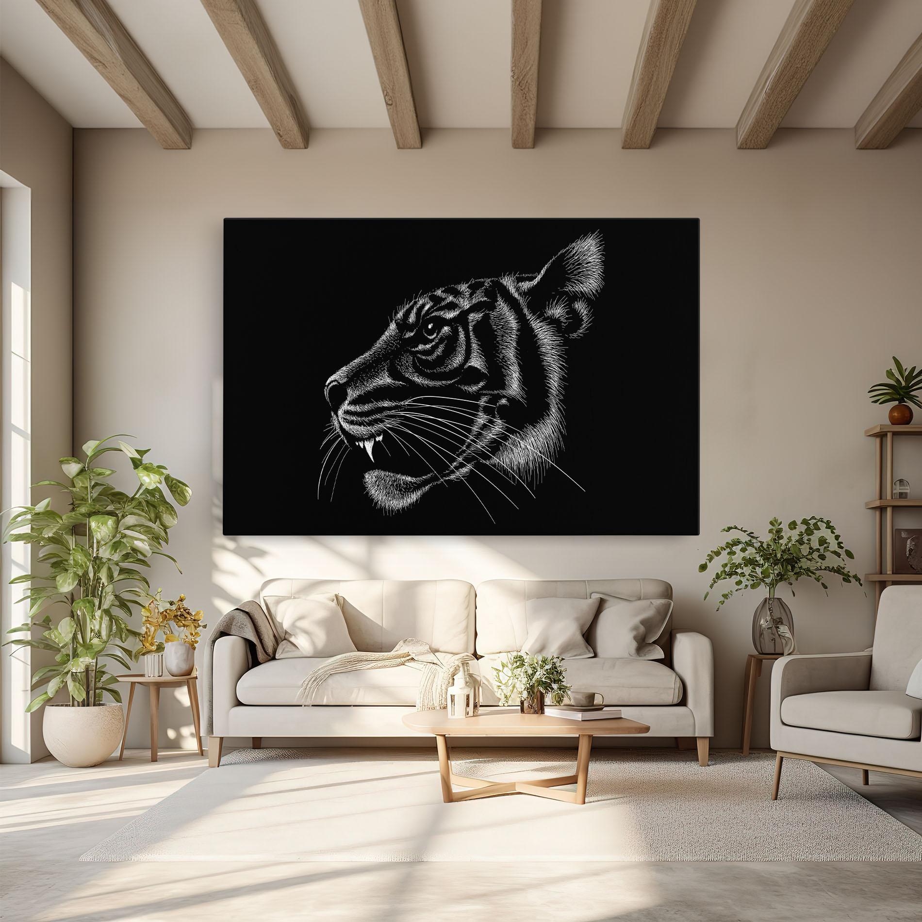Vászonkép Tiger White Head mockup 6
