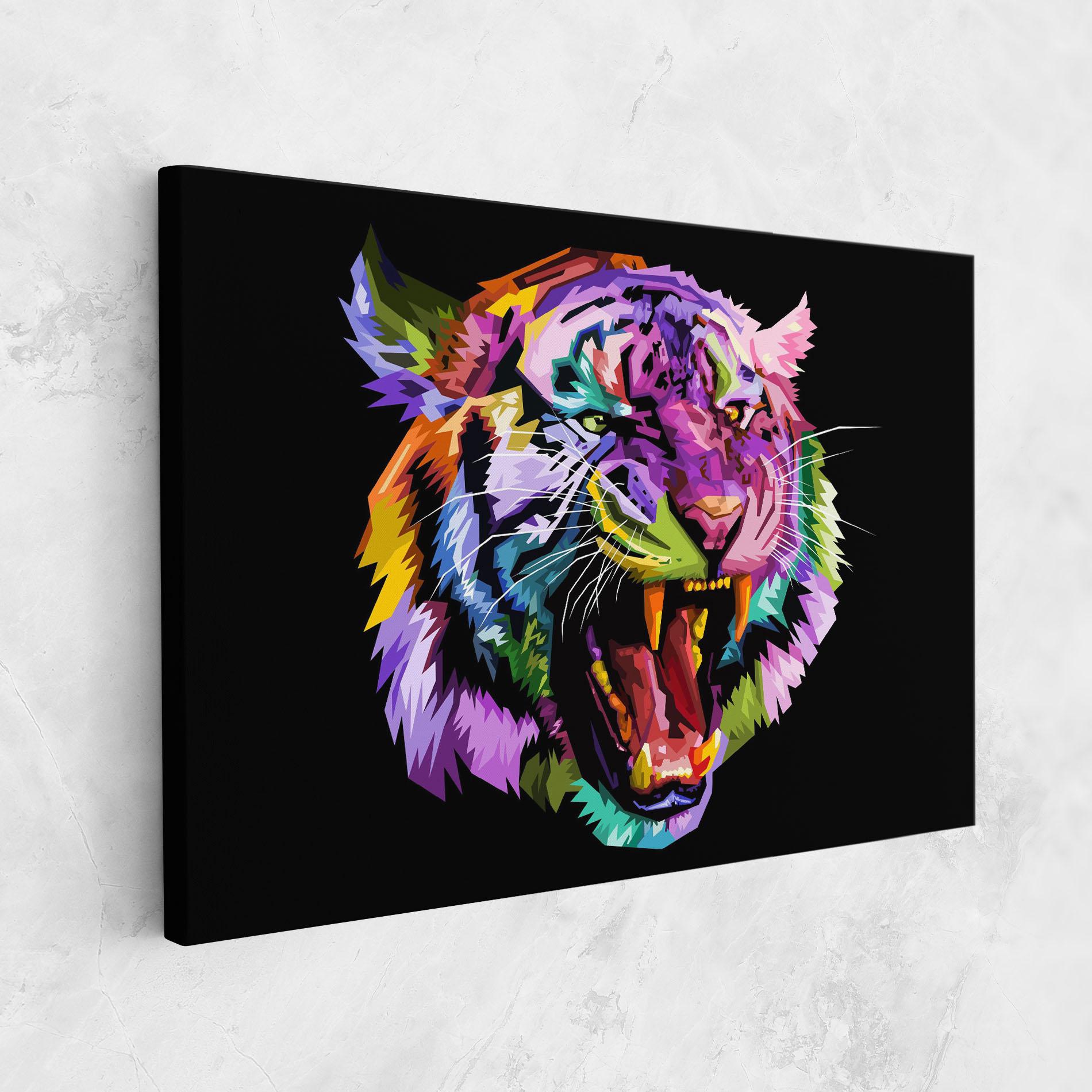 Vászonkép Tiger On Black mockup 1