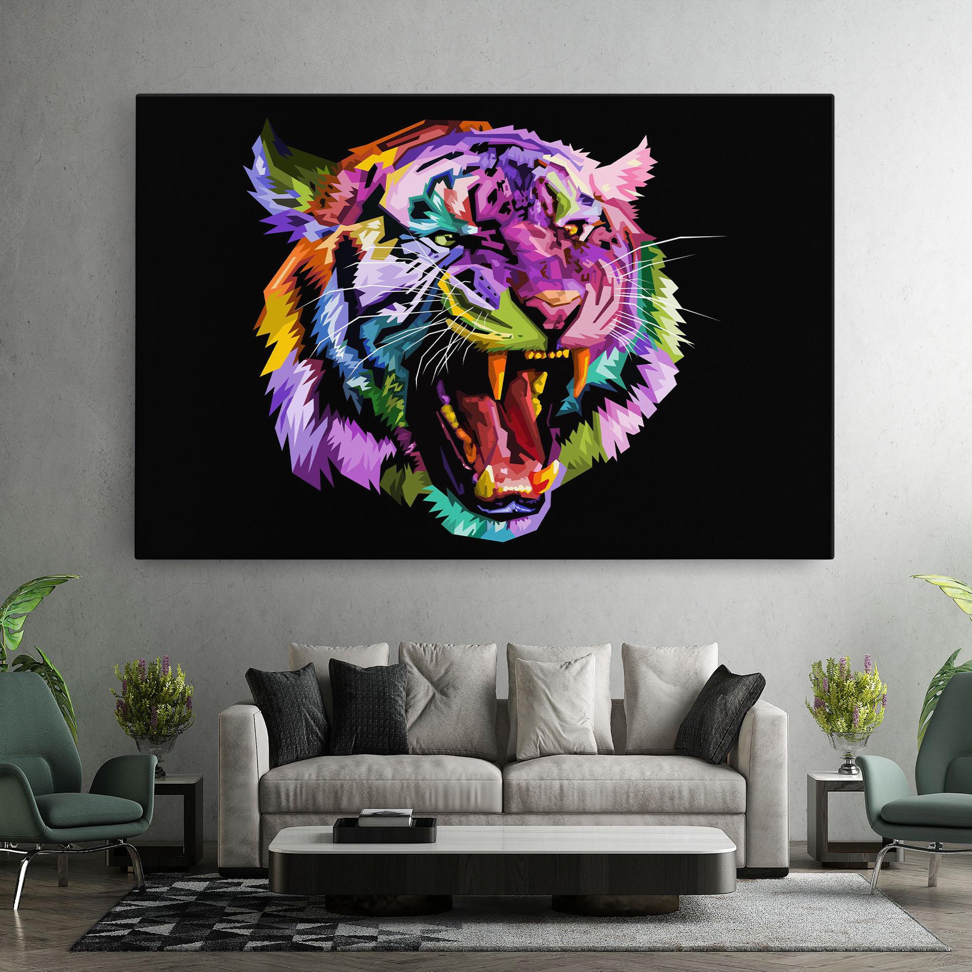 Vászonkép Tiger On Black mockup 7