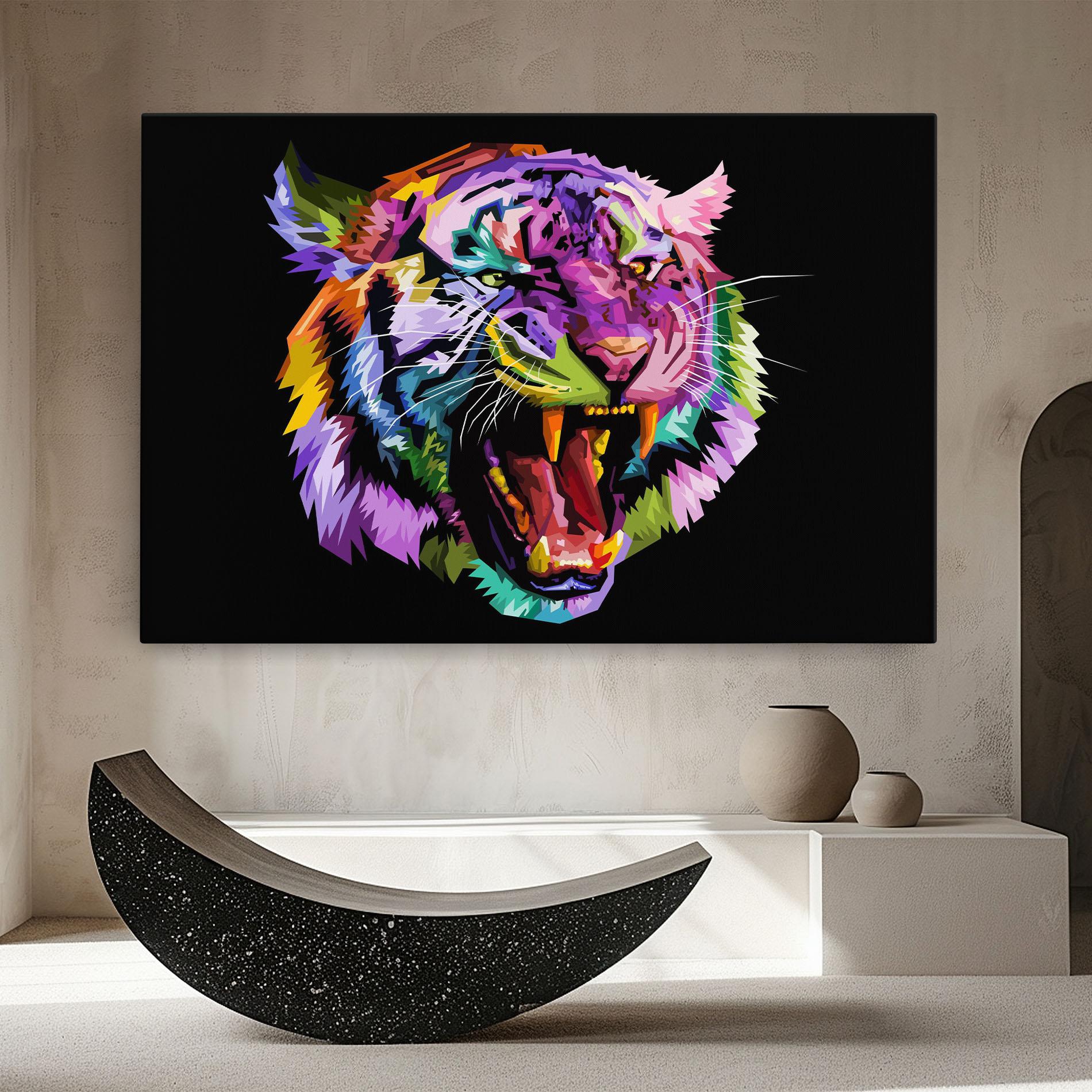 Vászonkép Tiger On Black mockup 8