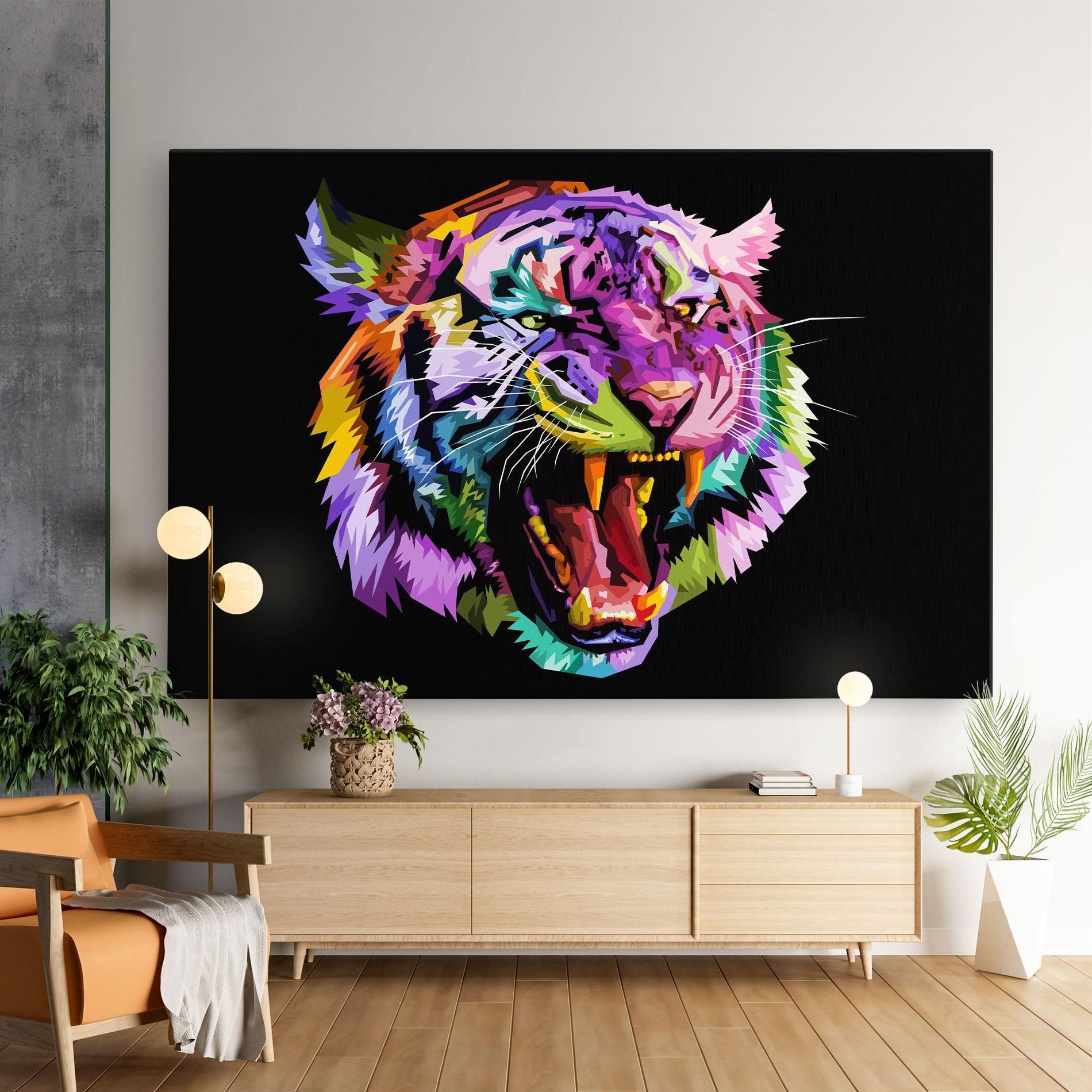 Vászonkép Tiger On Black mockup 9