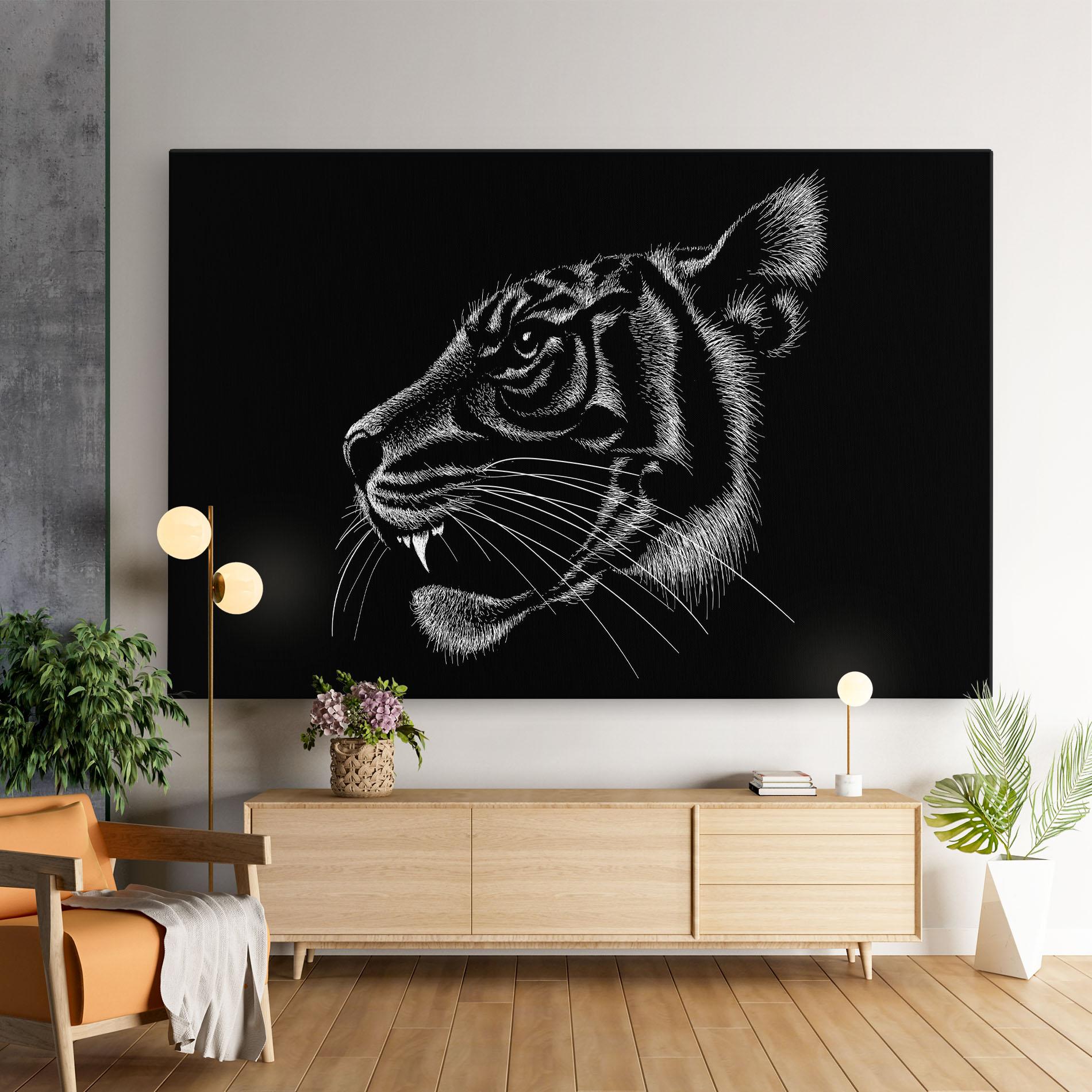 Vászonkép Tiger White Head mockup 9