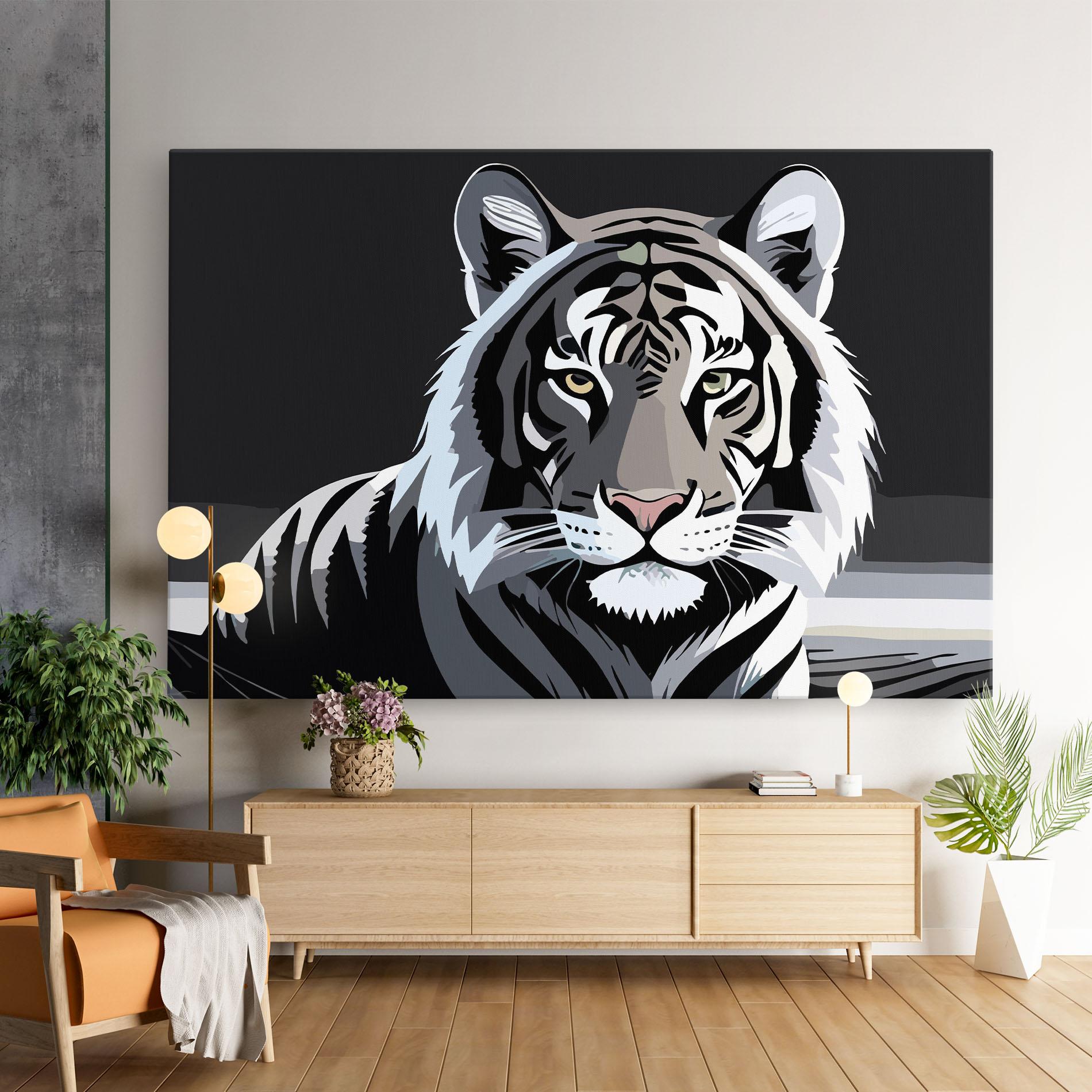 Vászonkép White Grey Tiger mockup 9