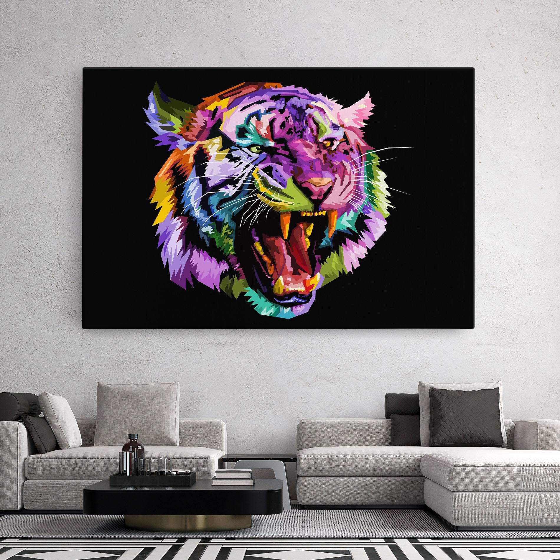 Vászonkép Tiger On Black mockup 2