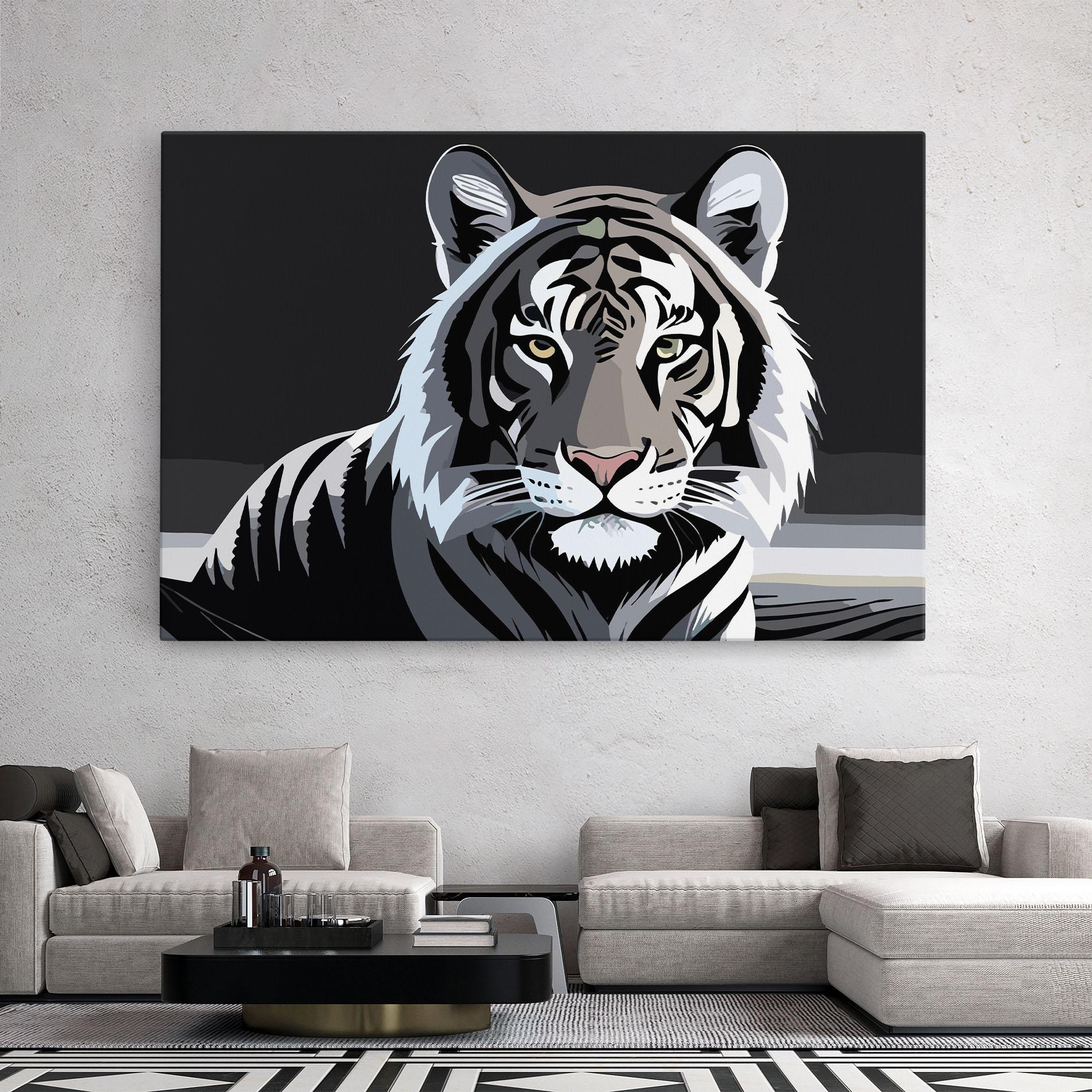 Vászonkép White Grey Tiger mockup 2