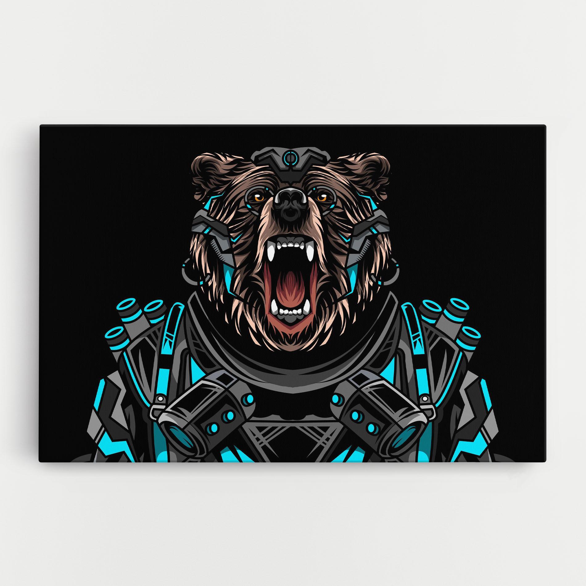 Vászonkép Black Cyborg Bear mockup 0