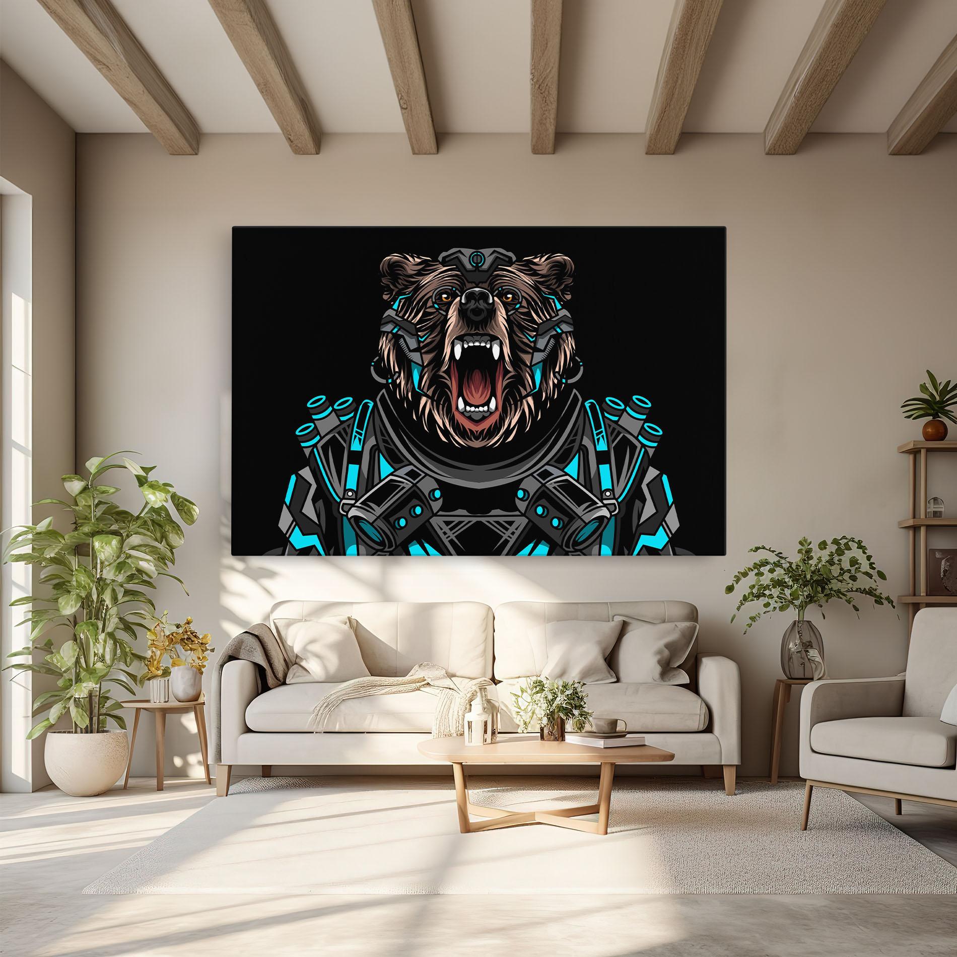 Vászonkép Black Cyborg Bear mockup 6