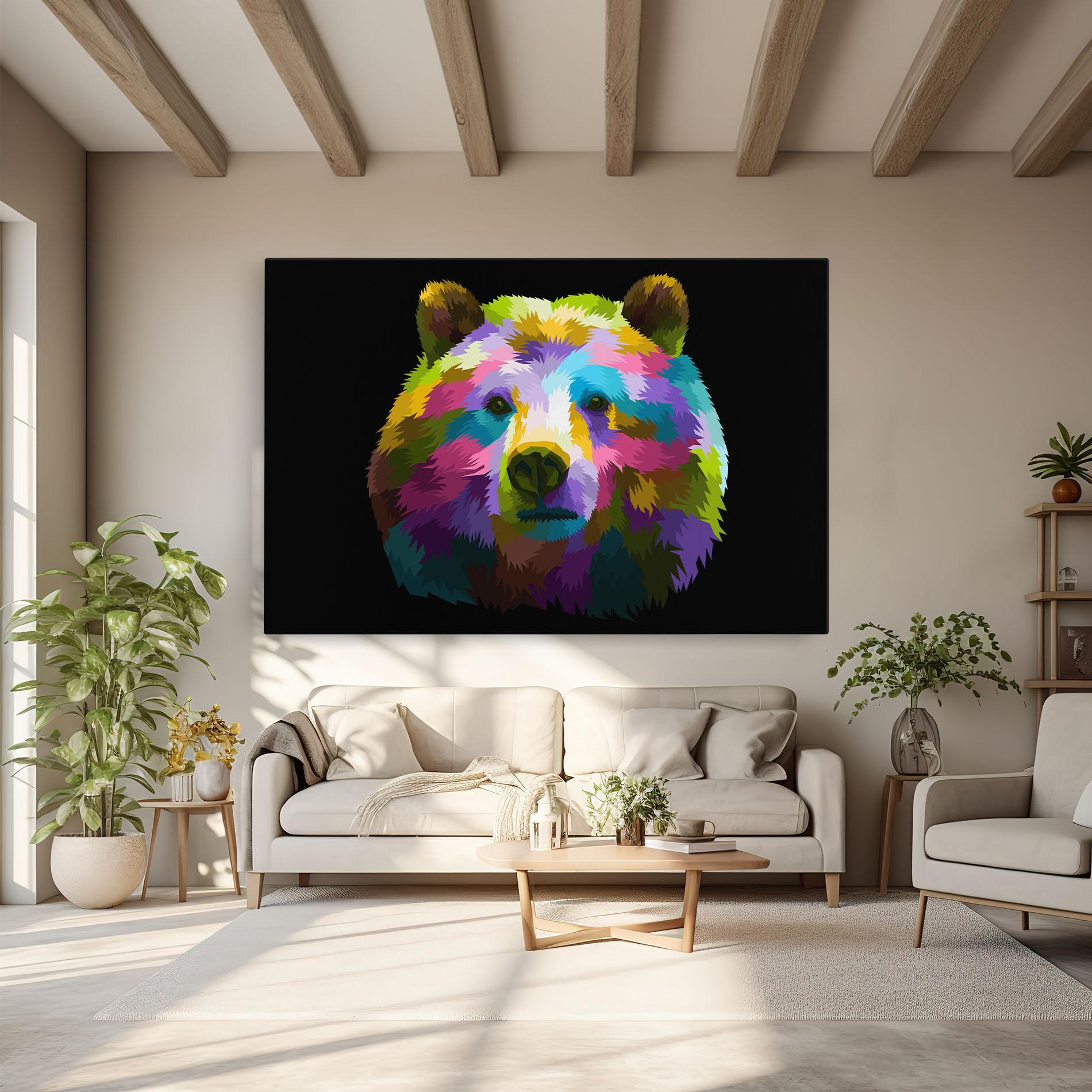 Vászonkép Colorful Bear Head mockup 6