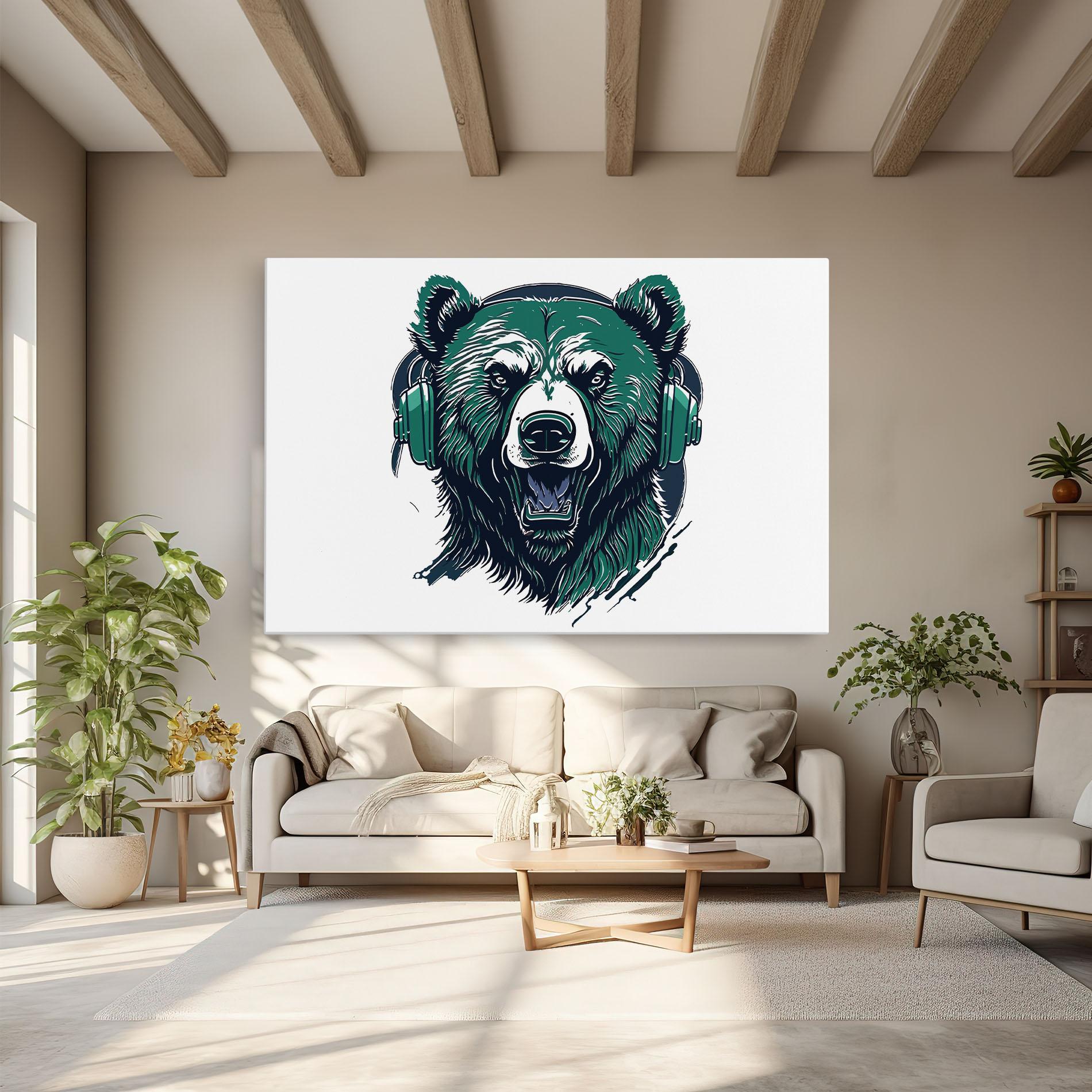 Vászonkép Green Music Bear mockup 6