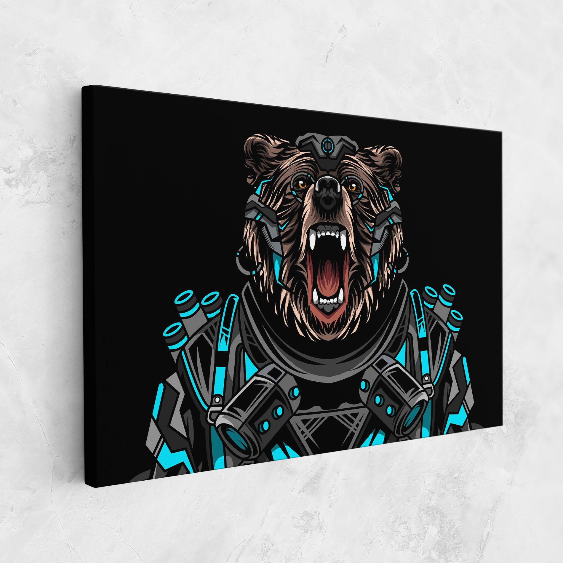 Vászonkép Black Cyborg Bear mockup 1