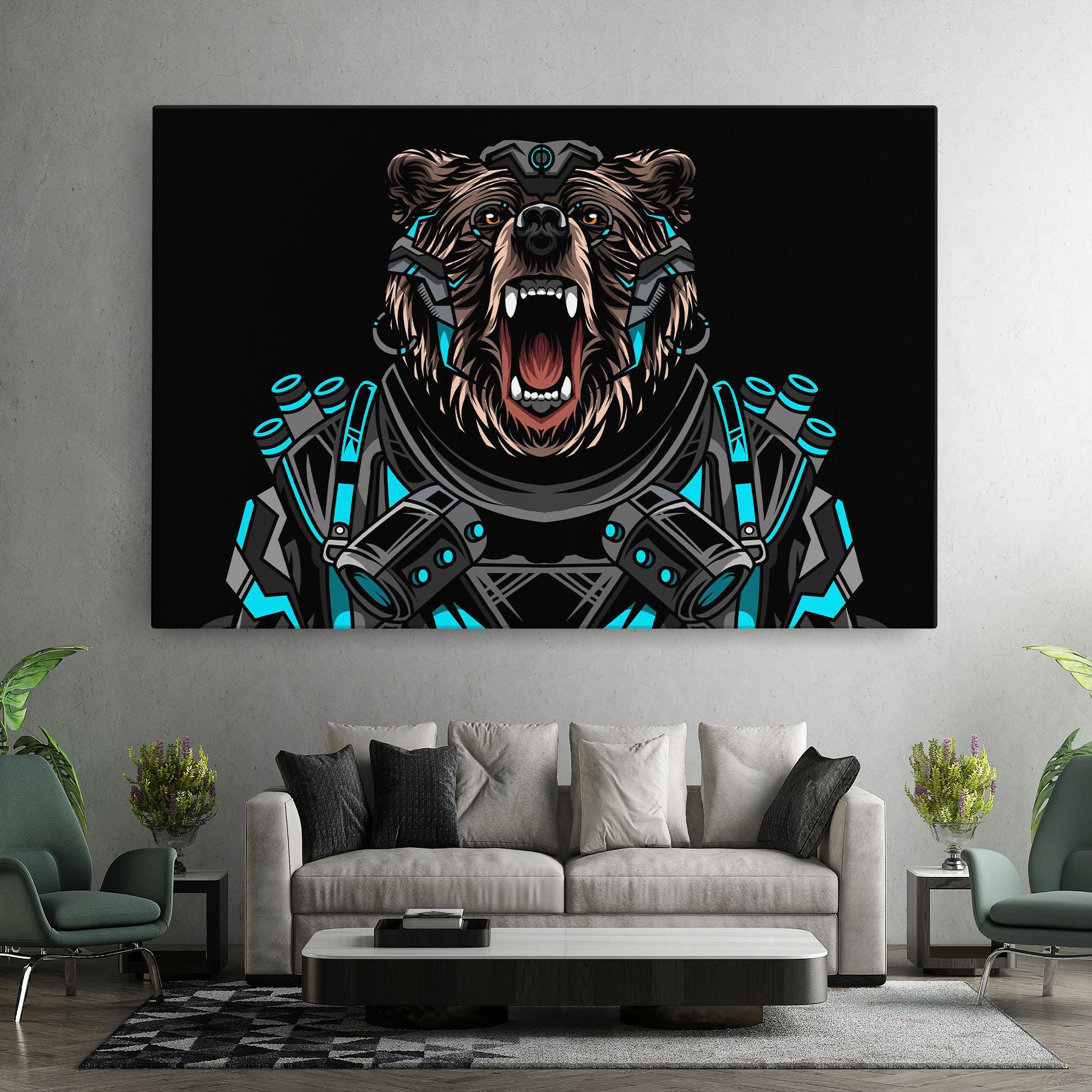 Vászonkép Black Cyborg Bear mockup 7
