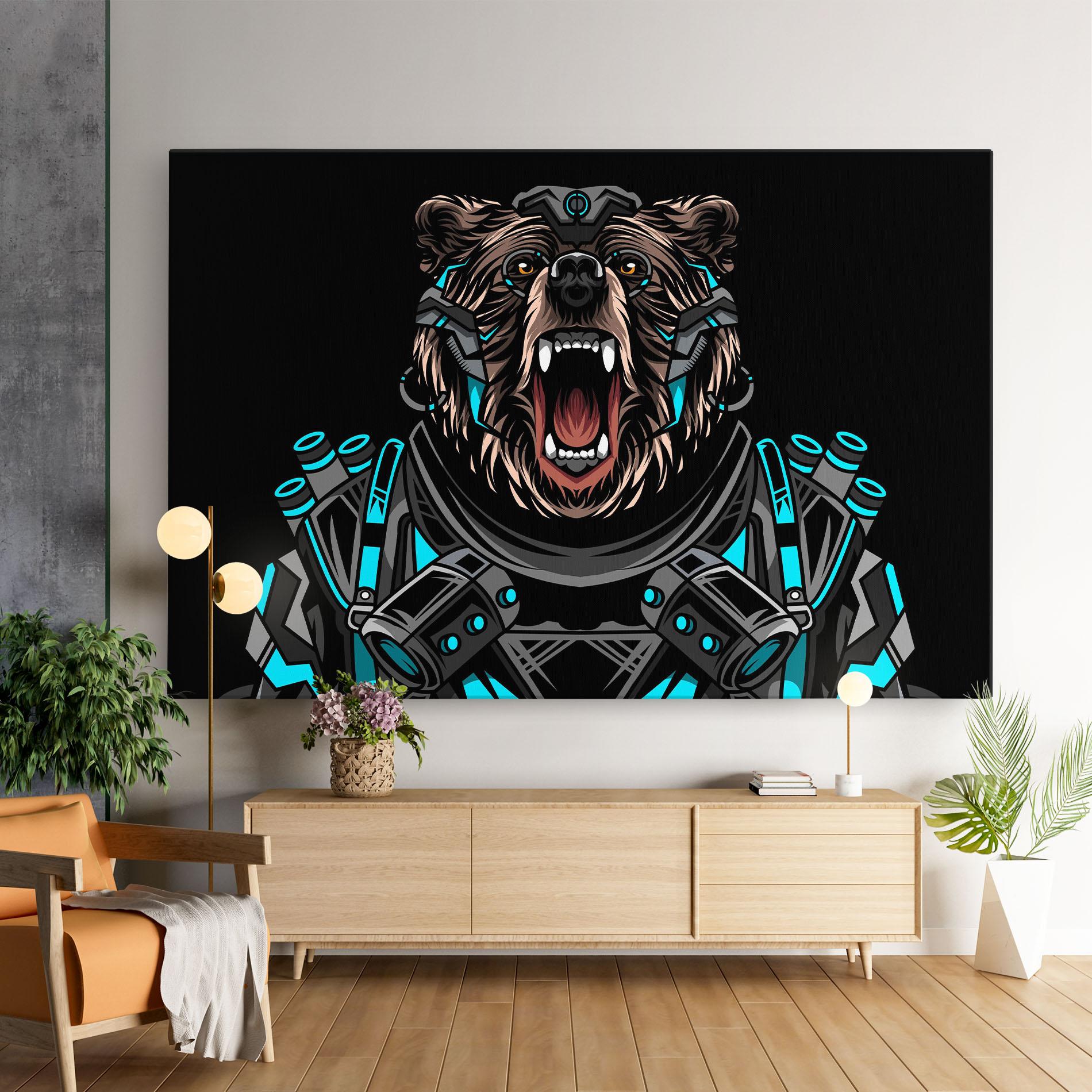 Vászonkép Black Cyborg Bear mockup 9