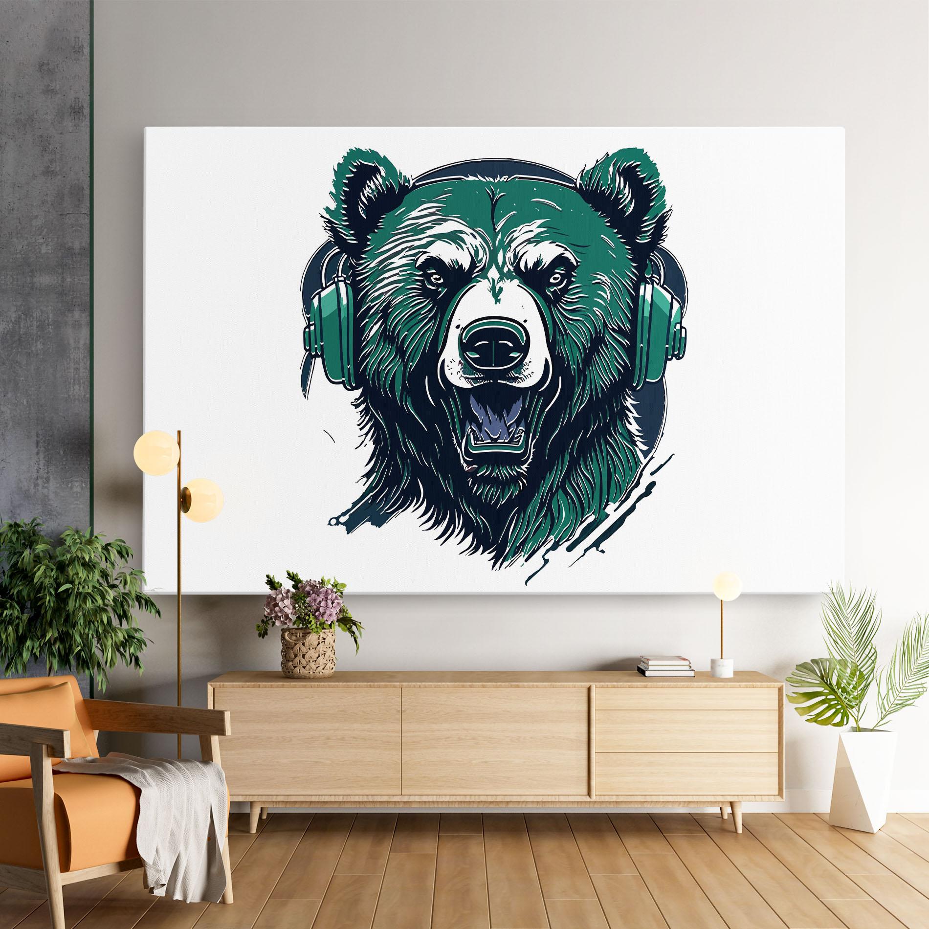 Vászonkép Green Music Bear mockup 9