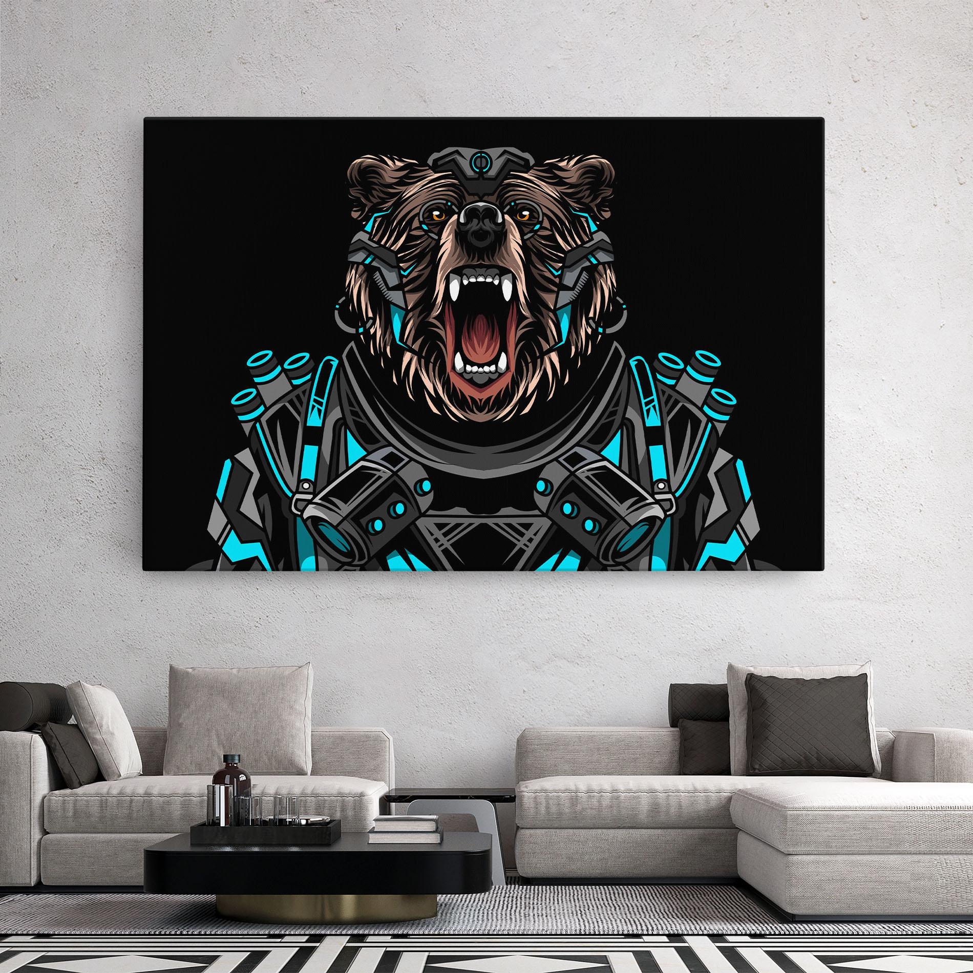 Vászonkép Black Cyborg Bear mockup 2