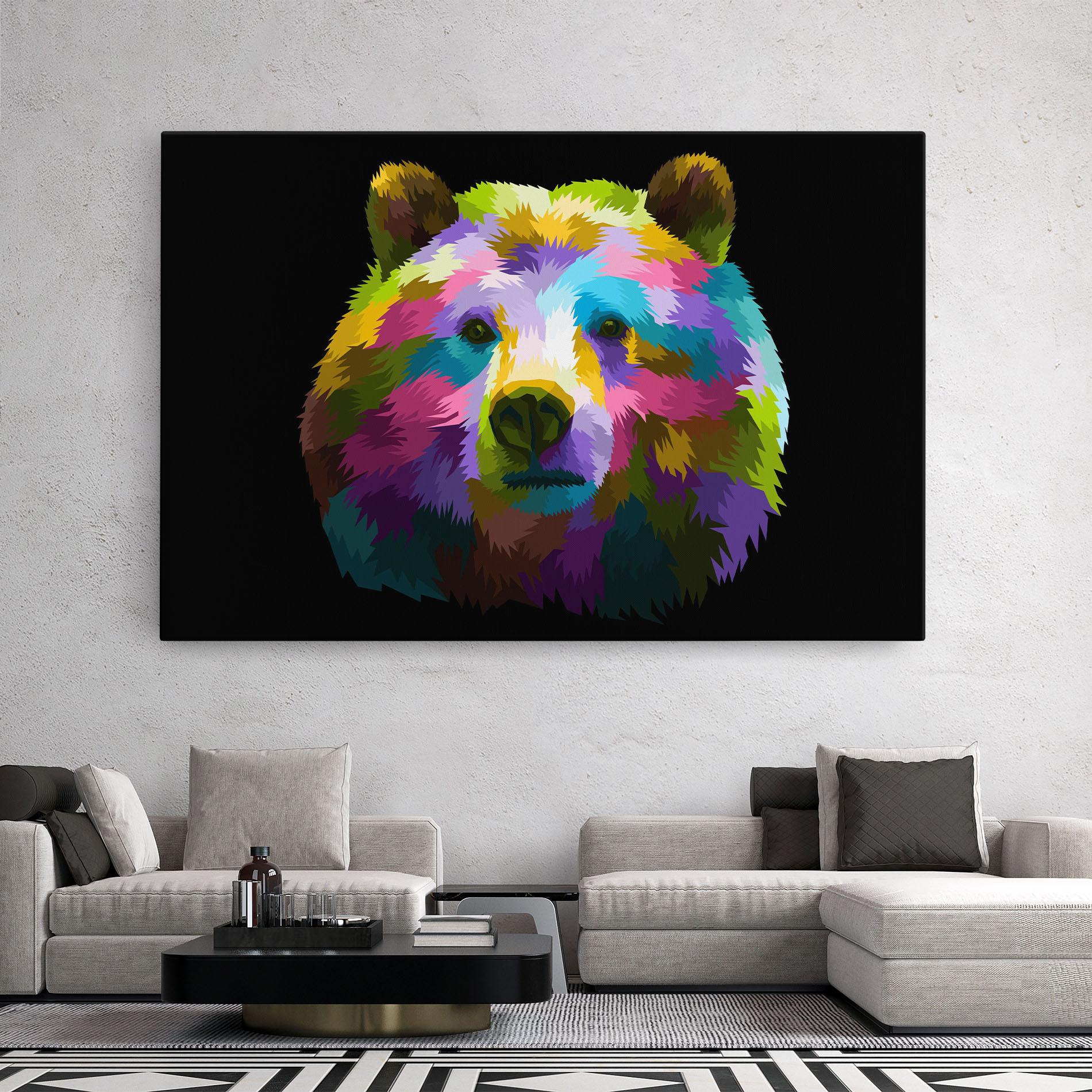 Vászonkép Colorful Bear Head mockup 2