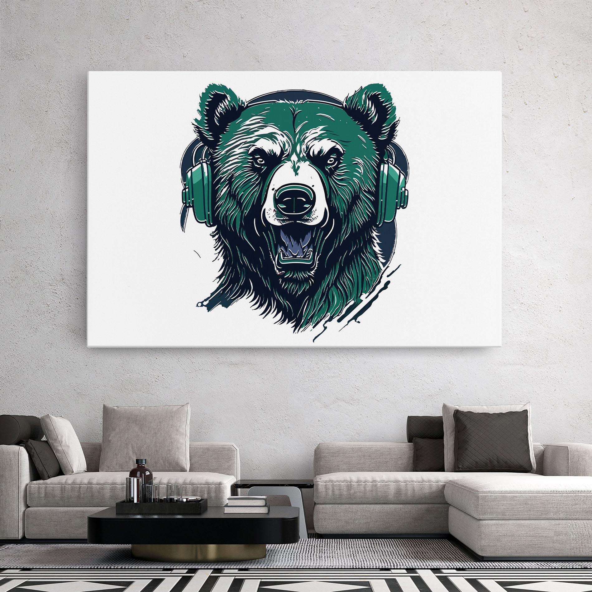 Vászonkép Green Music Bear mockup 2