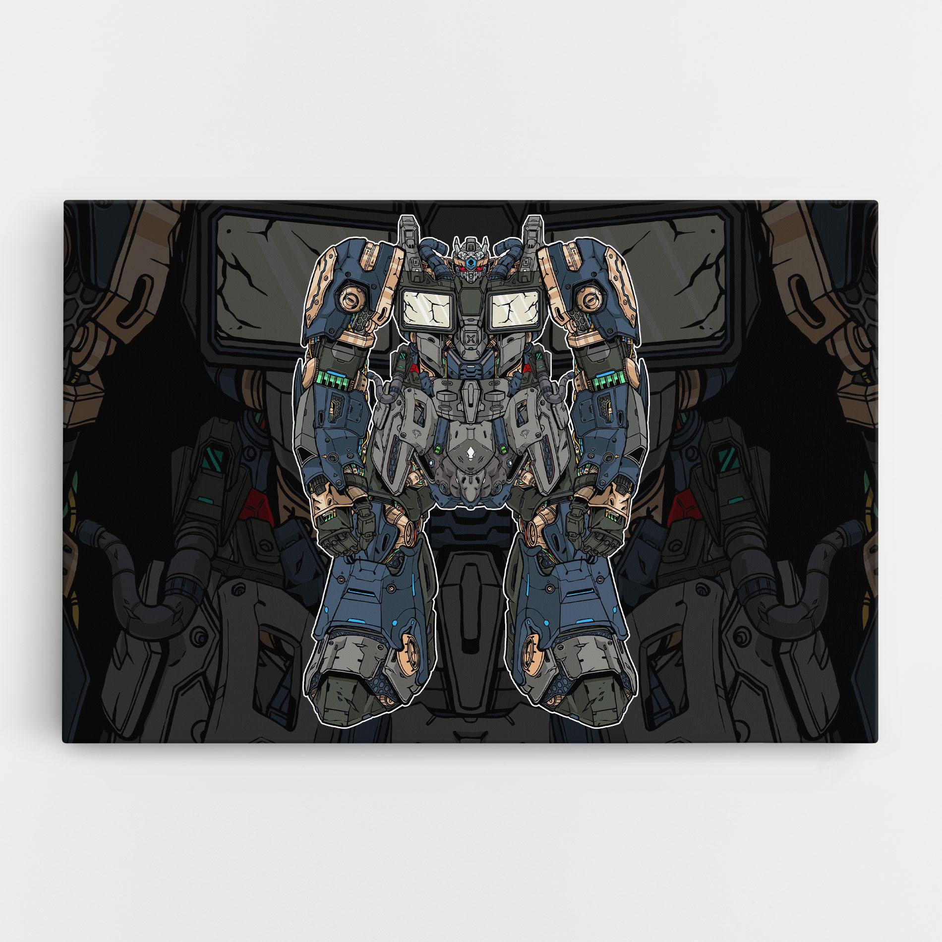 Vászonkép Blue Green Robot mockup 0