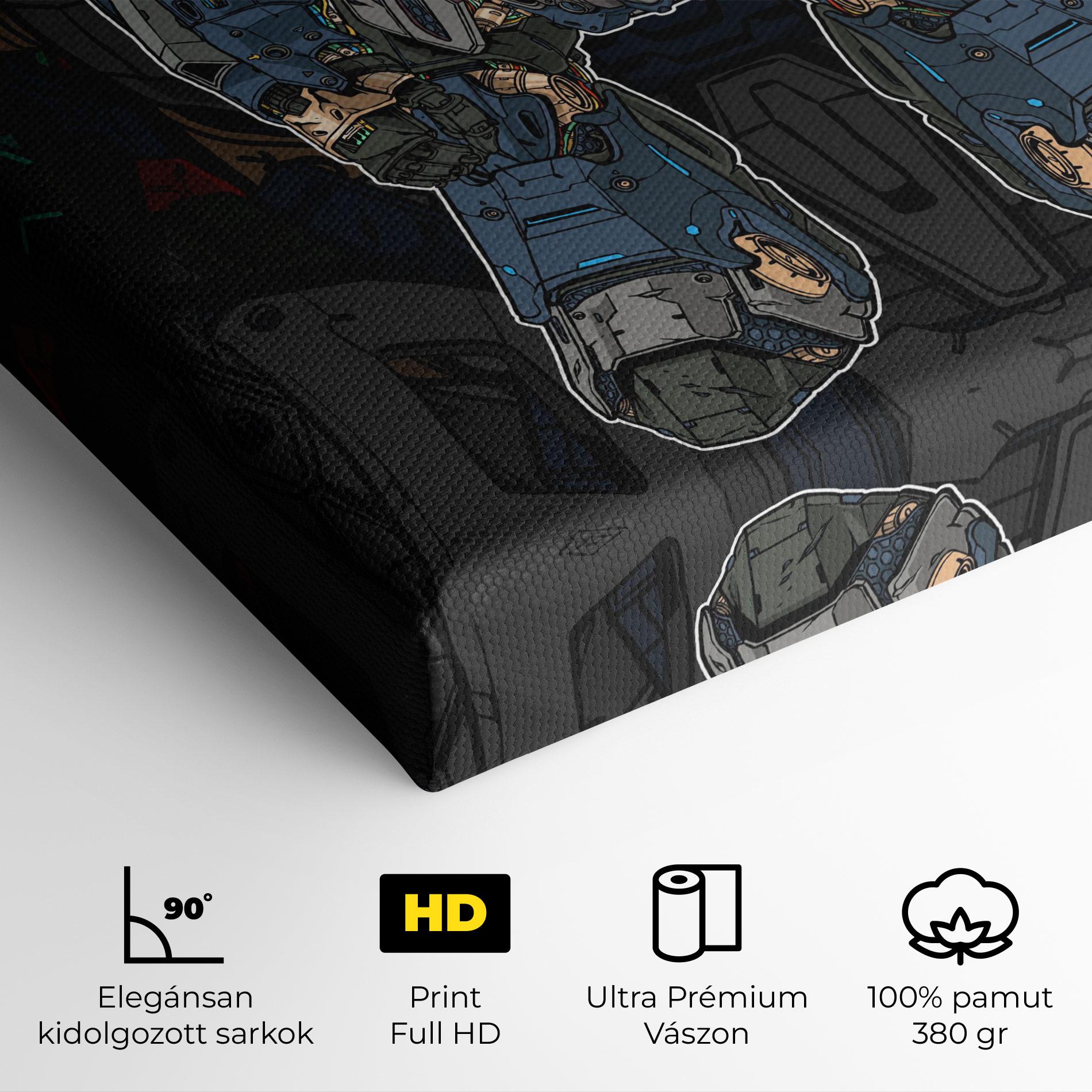 Vászonkép Blue Green Robot mockup 4