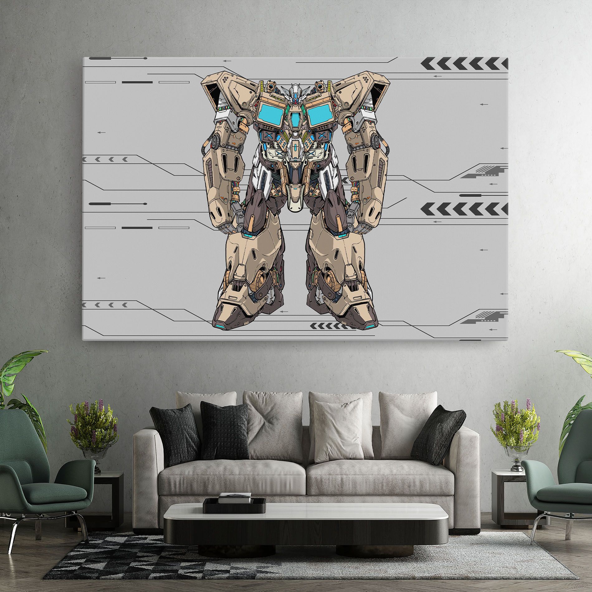 Cream Blue Robot mockup 7