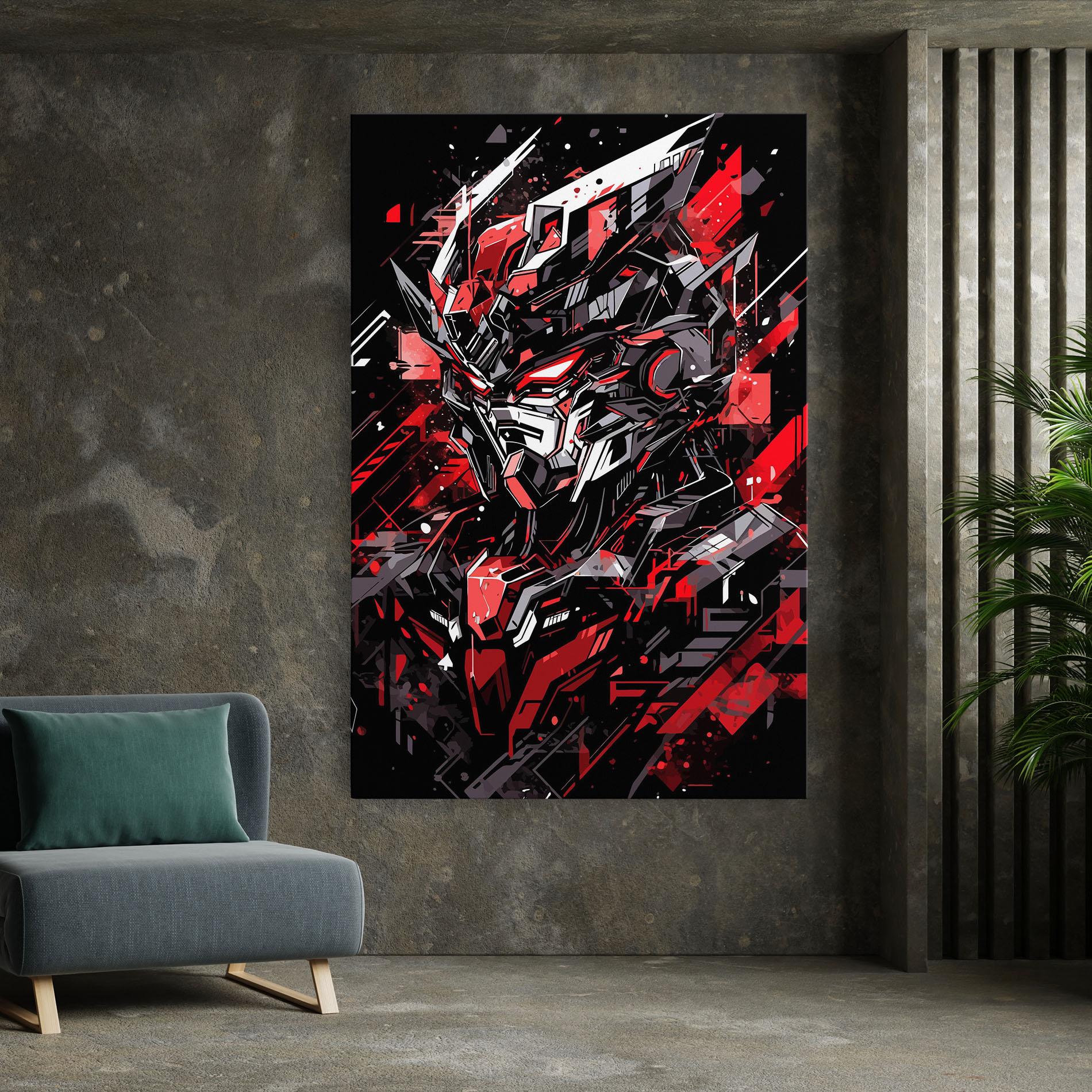 Vászonkép Red Grey Robot mockup 7