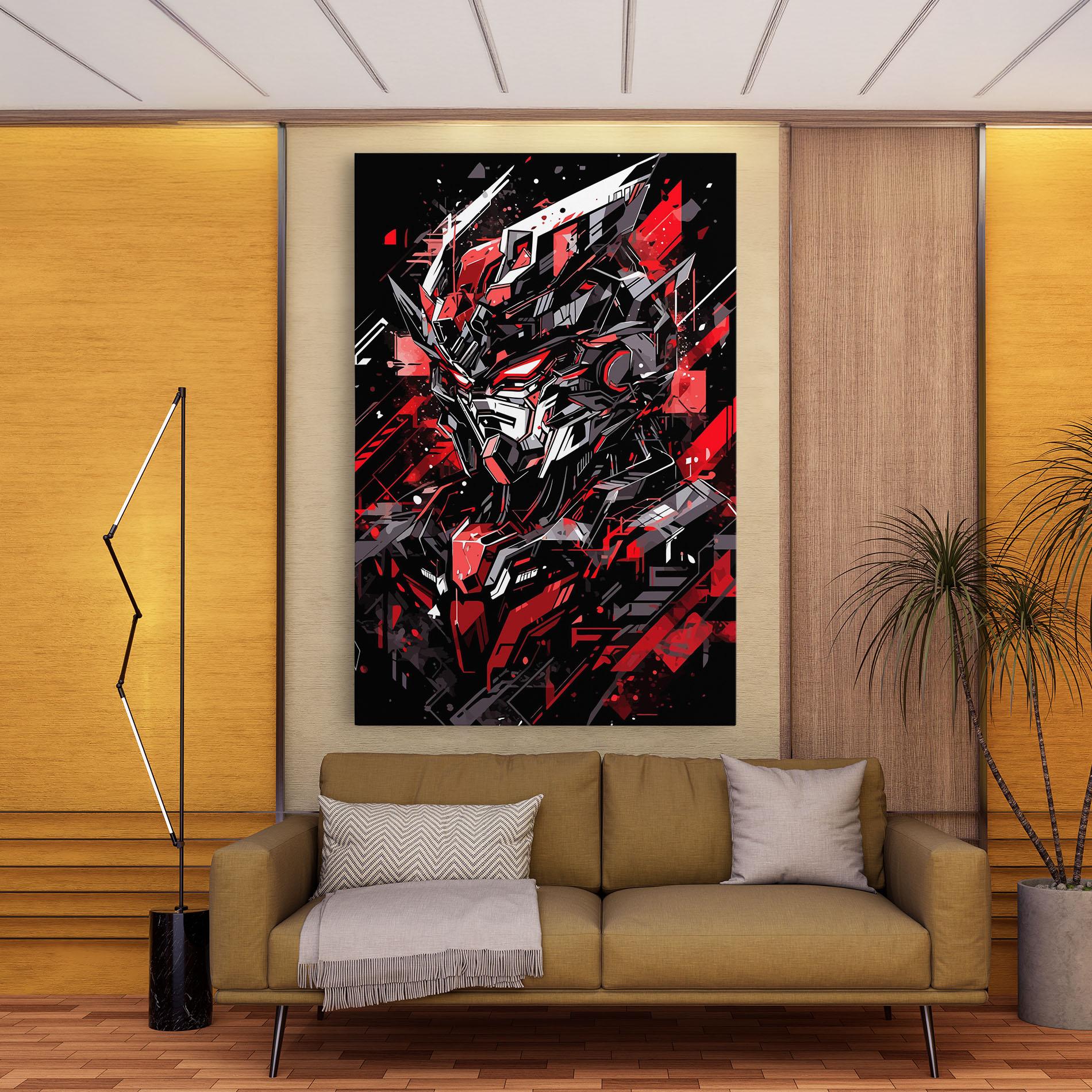 Vászonkép Red Grey Robot mockup 9