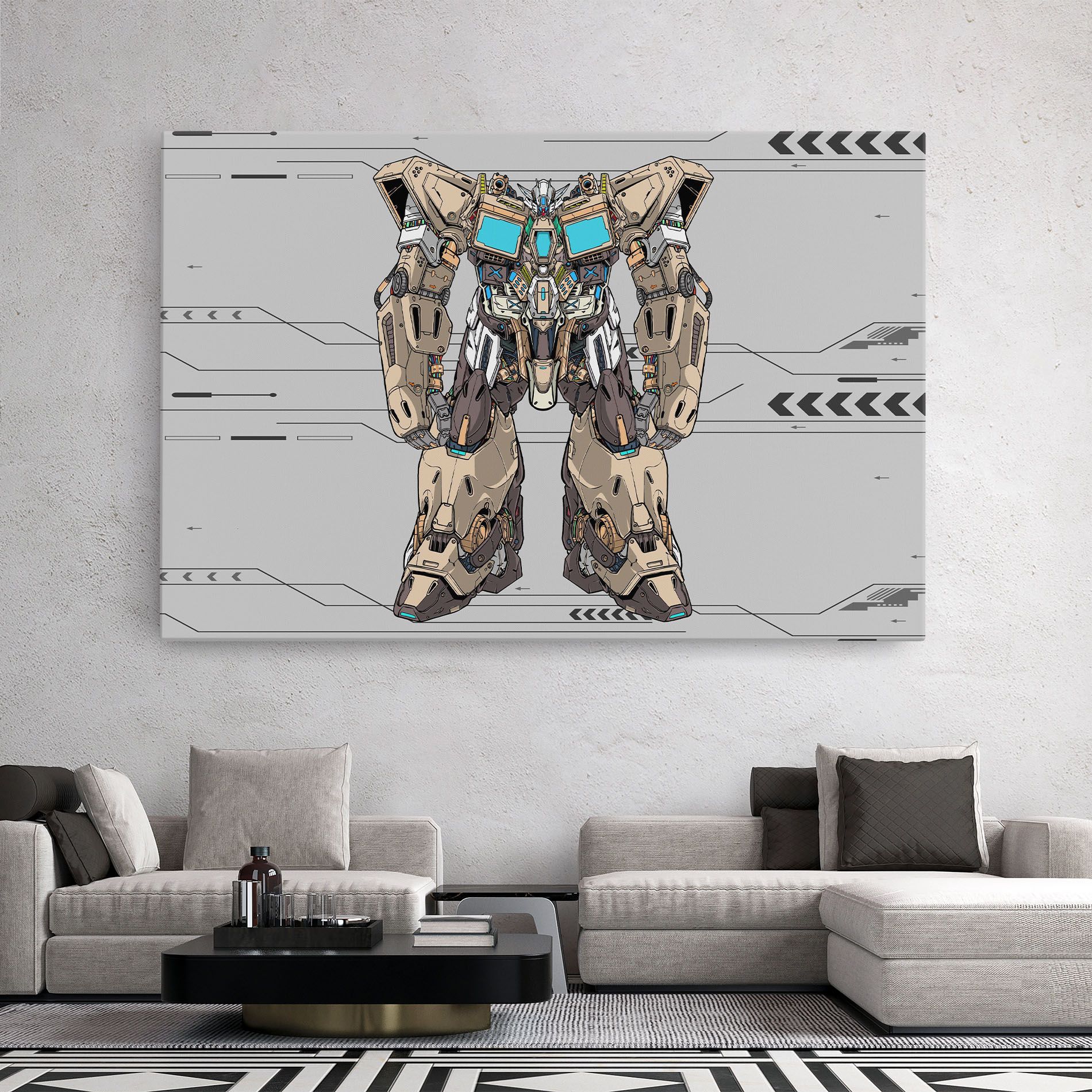 Cream Blue Robot mockup 2