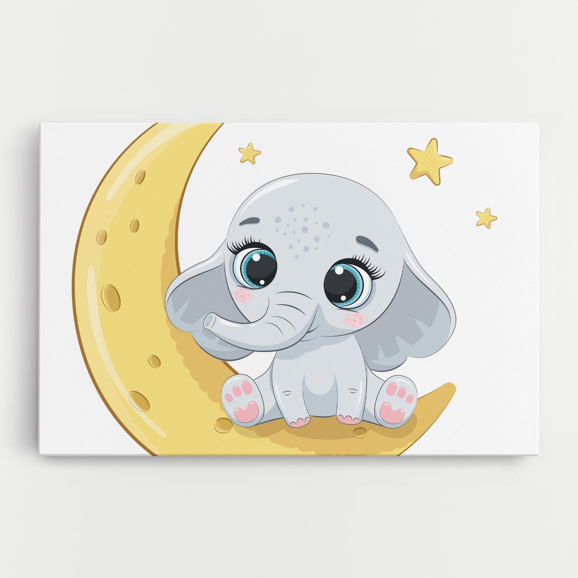Vászonkép Cute Elephant Moon mockup 0