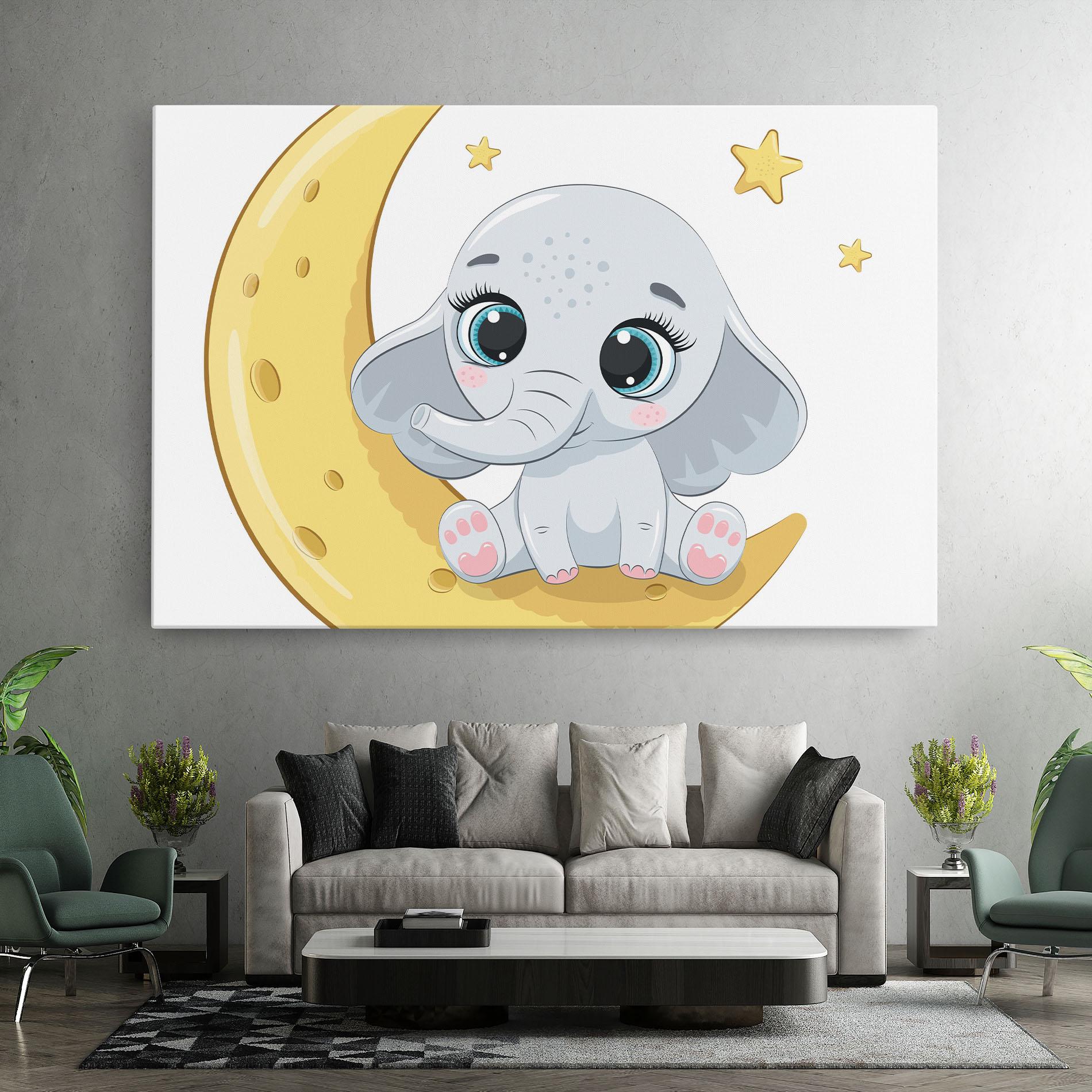 Vászonkép Cute Elephant Moon mockup 7