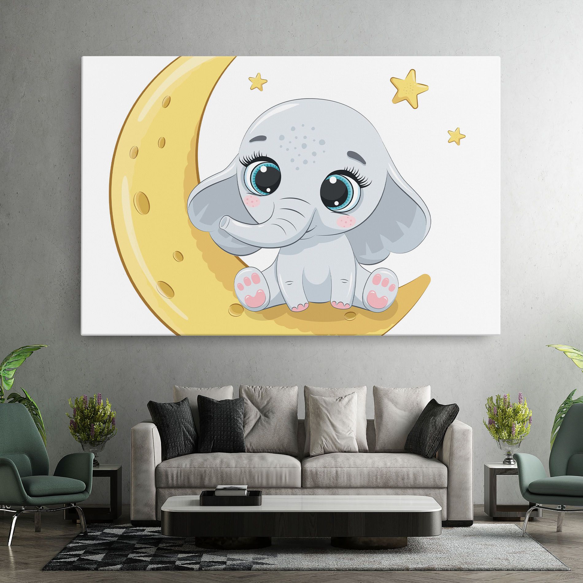 Cute Elephant Moon mockup 7